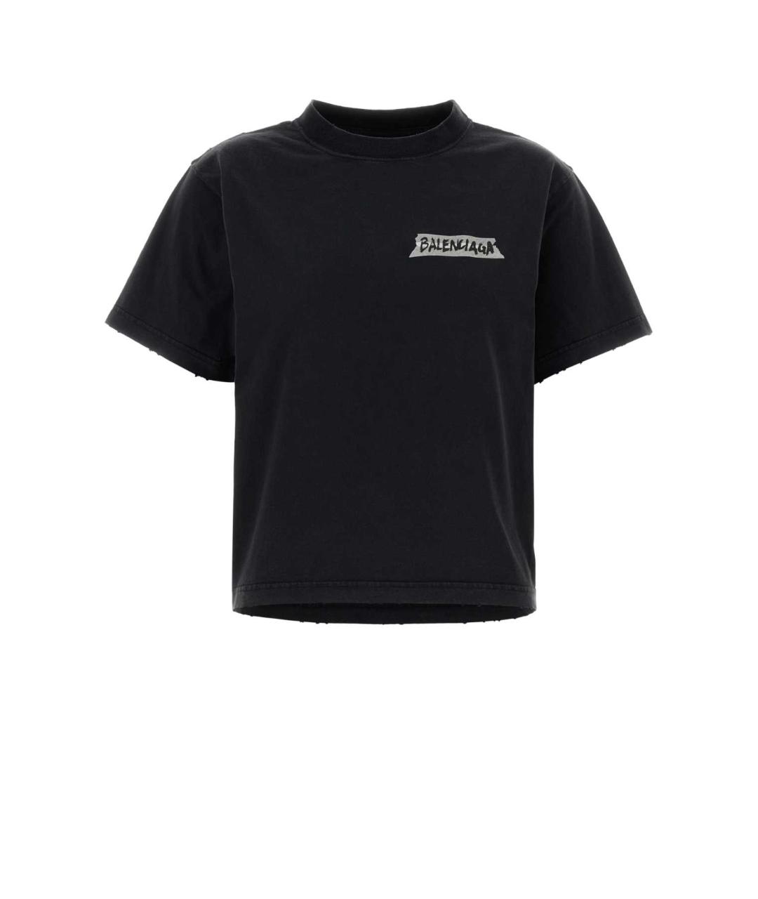 BALENCIAGA Черная хлопковая футболка, фото 1