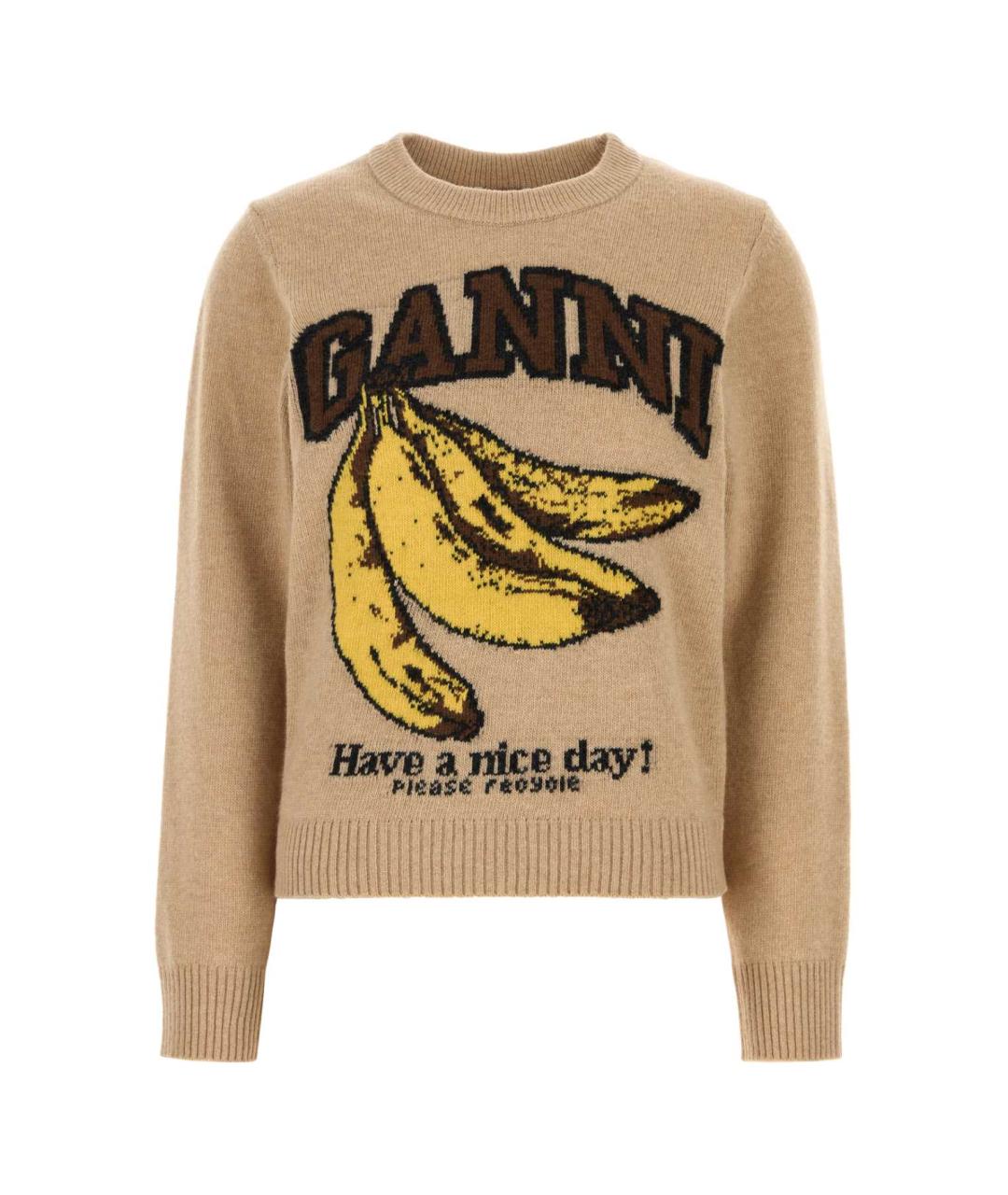 GANNI Бежевый шерстяной джемпер / свитер, фото 1