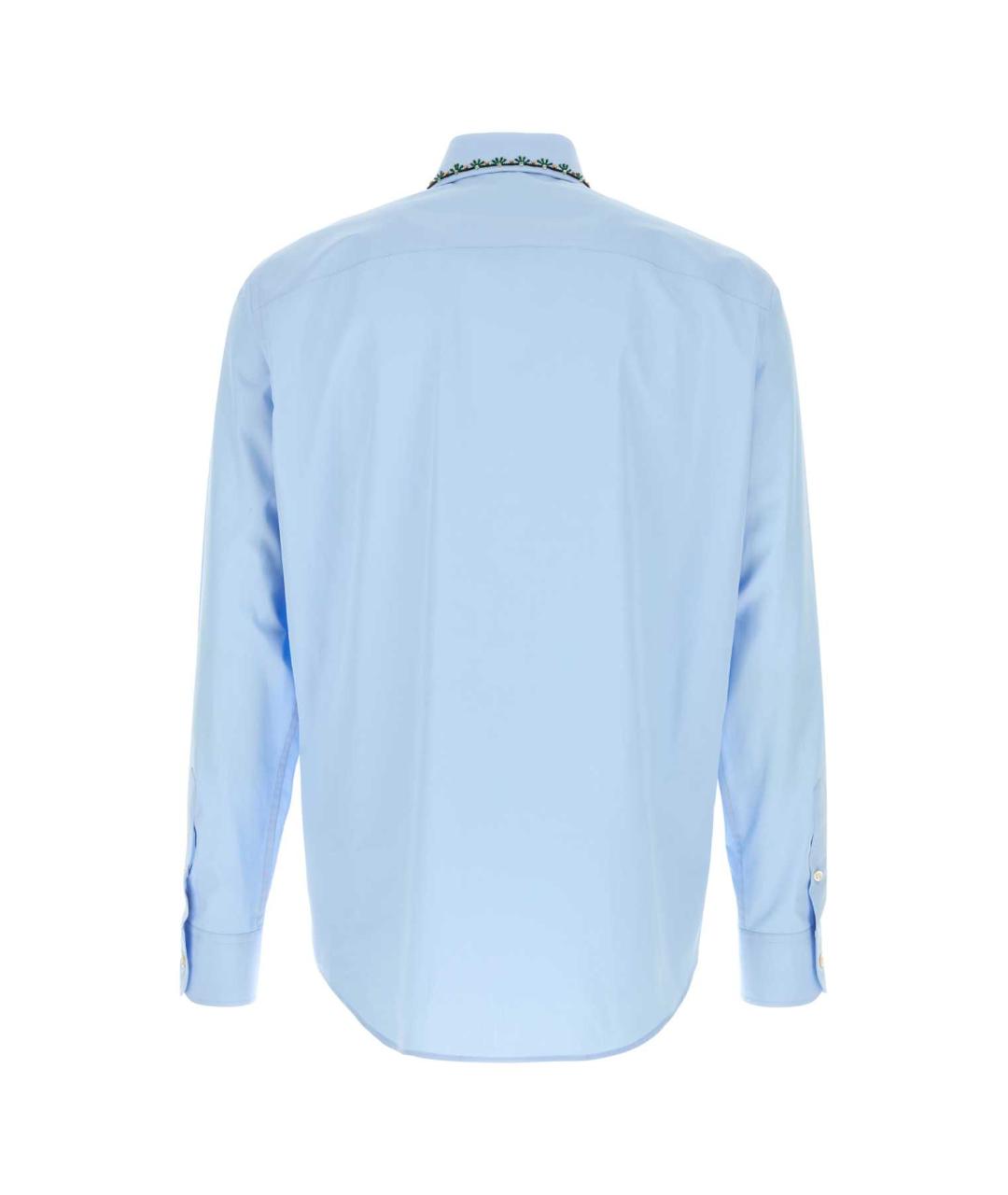 VALENTINO Голубая хлопковая кэжуал рубашка, фото 2