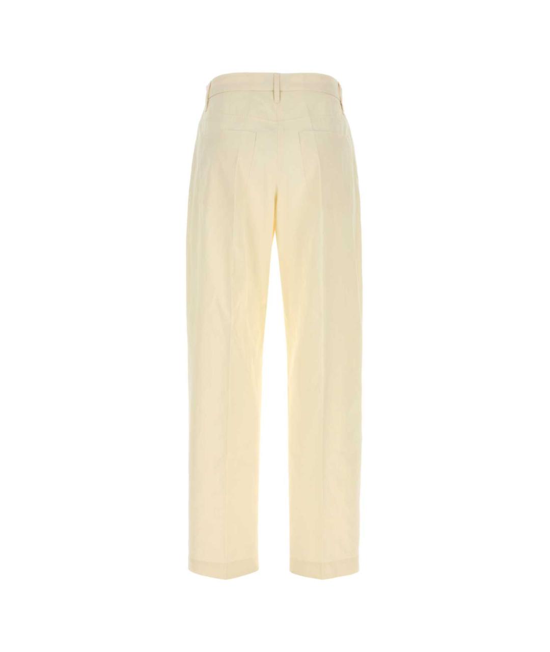 JIL SANDER Бежевые хлопковые прямые брюки, фото 2