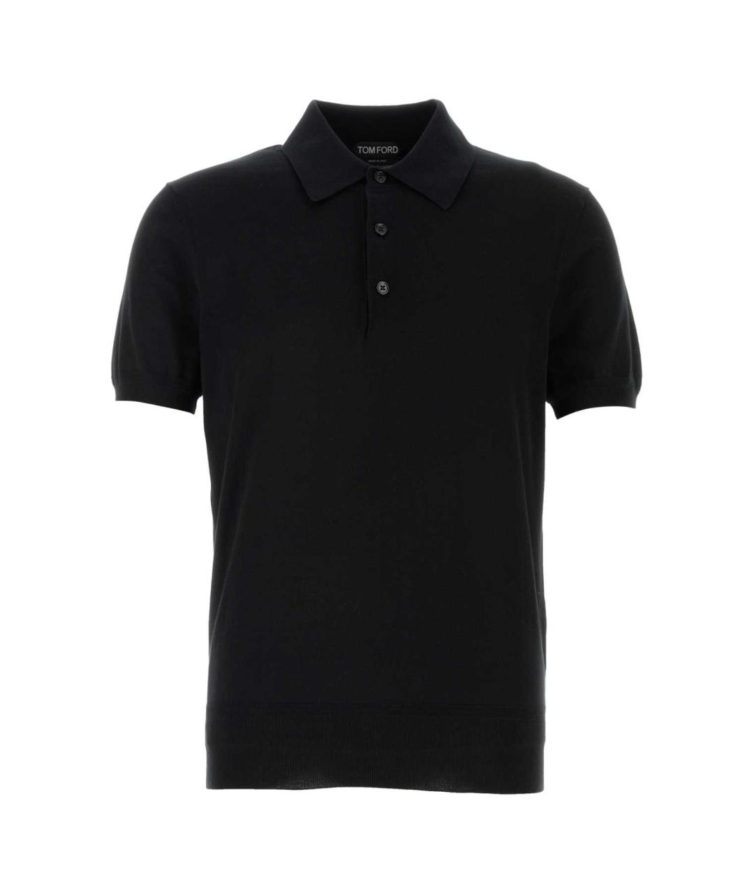TOM FORD Черное хлопковое поло с коротким рукавом, фото 1