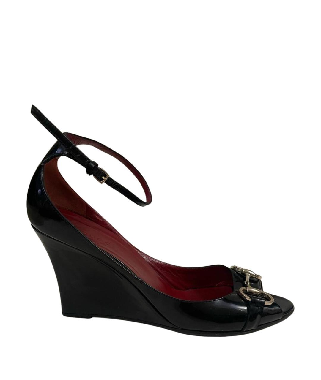 GUCCI Черные туфли из лакированной кожи, фото 1