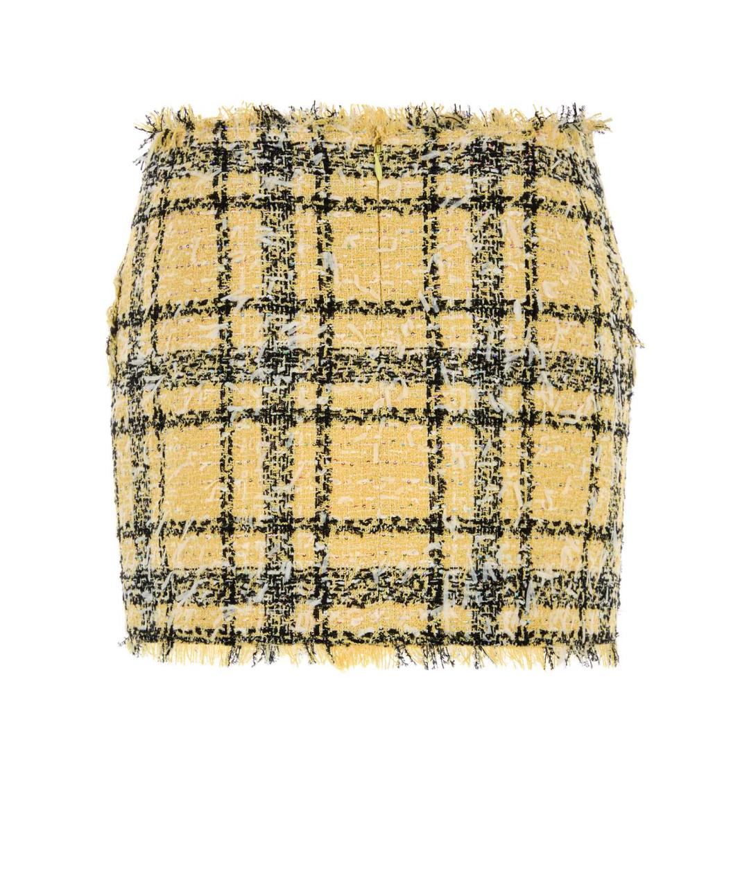 BALMAIN Желтая твидовая юбка мини, фото 2