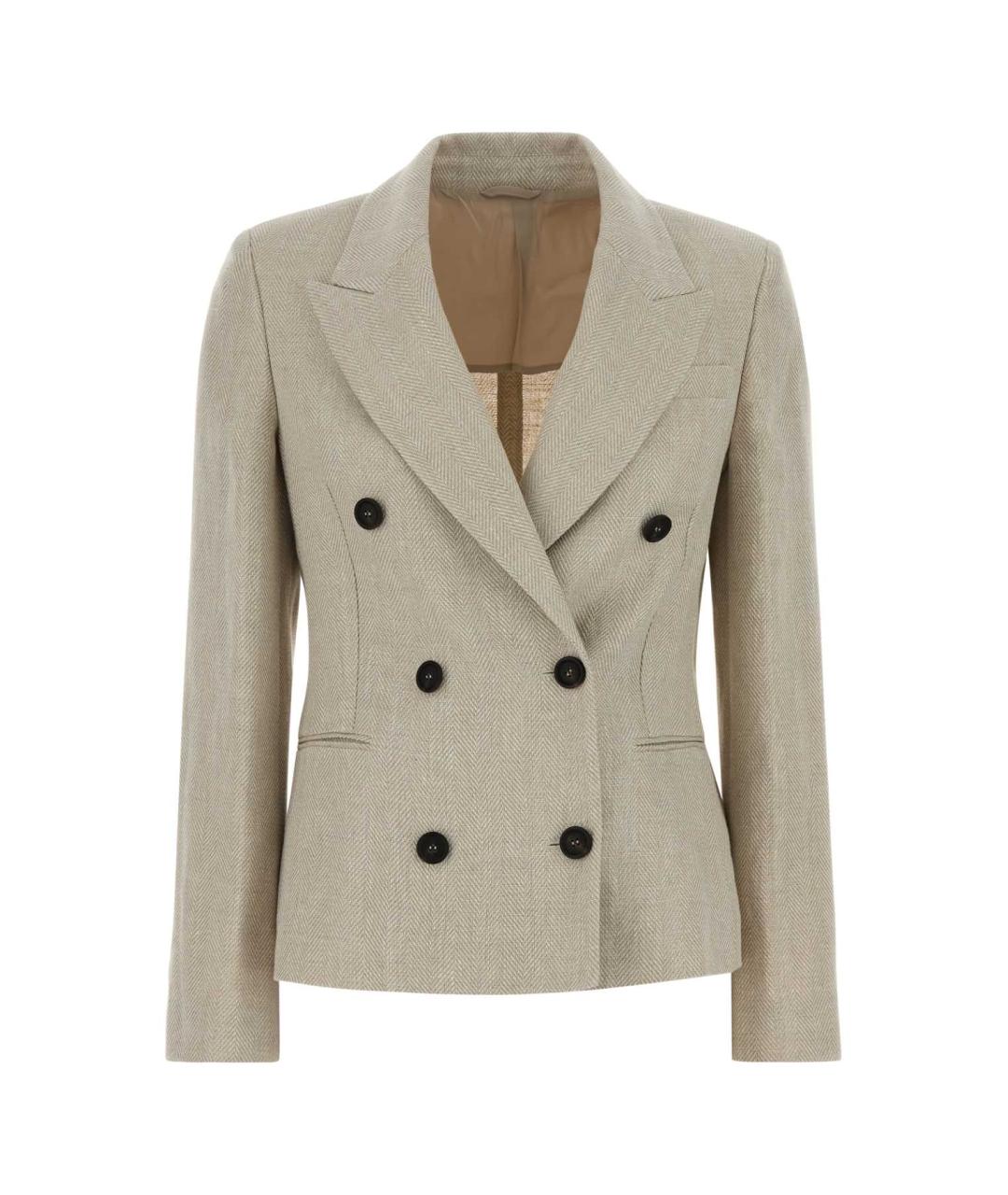 BRUNELLO CUCINELLI Бежевый льняной жакет/пиджак, фото 1