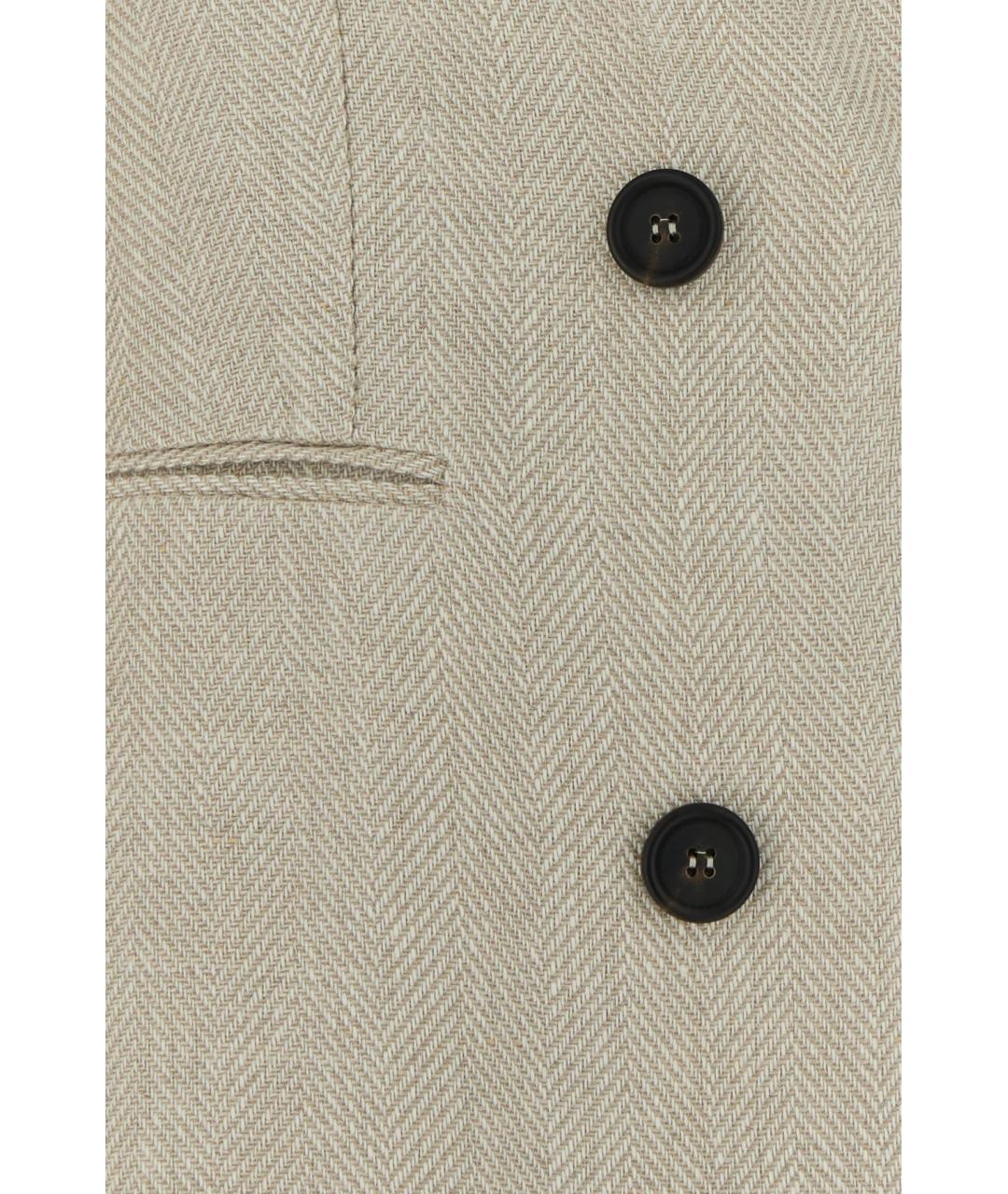 BRUNELLO CUCINELLI Бежевый льняной жакет/пиджак, фото 3