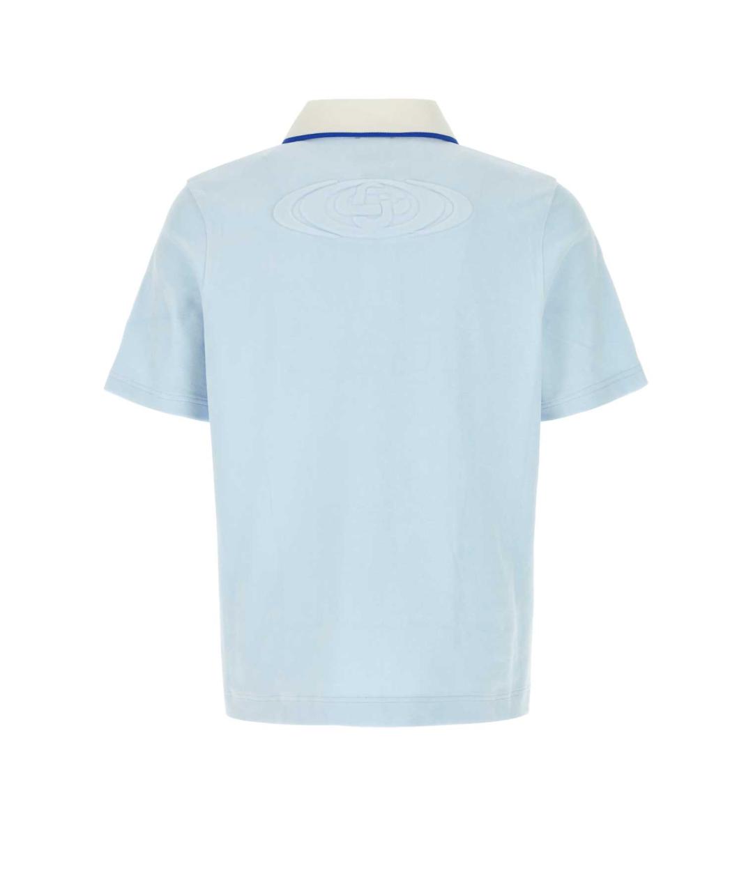 CASABLANCA Голубое хлопковое поло с коротким рукавом, фото 2