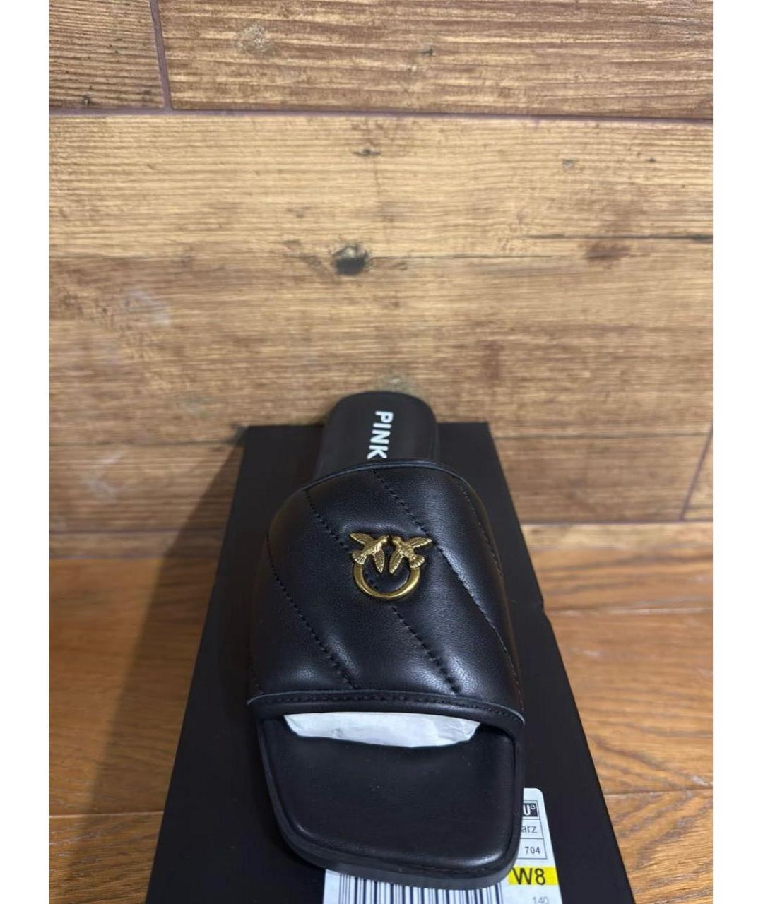 PINKO Черные кожаные шлепанцы, фото 2