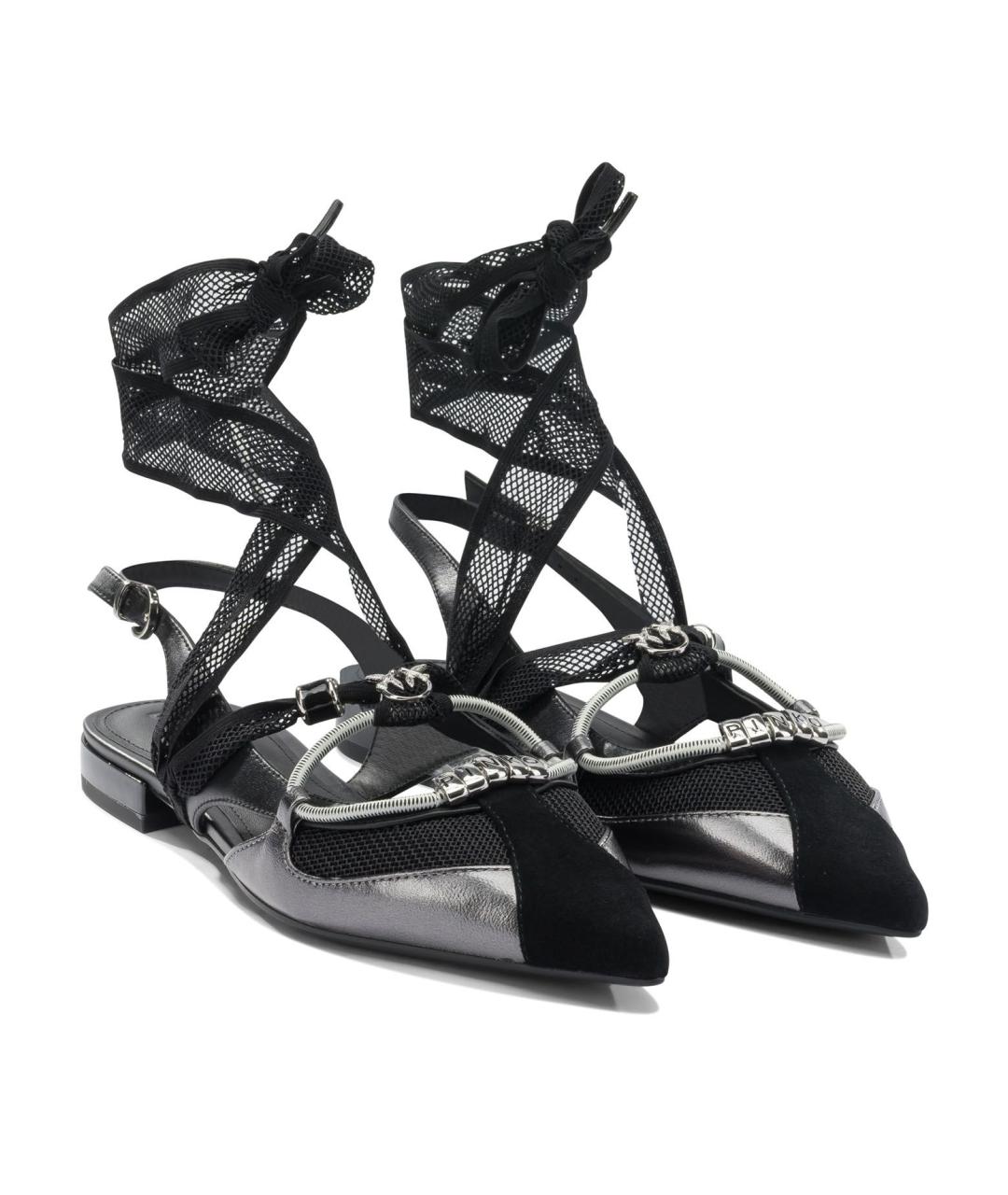 PINKO Черные кожаные балетки, фото 3