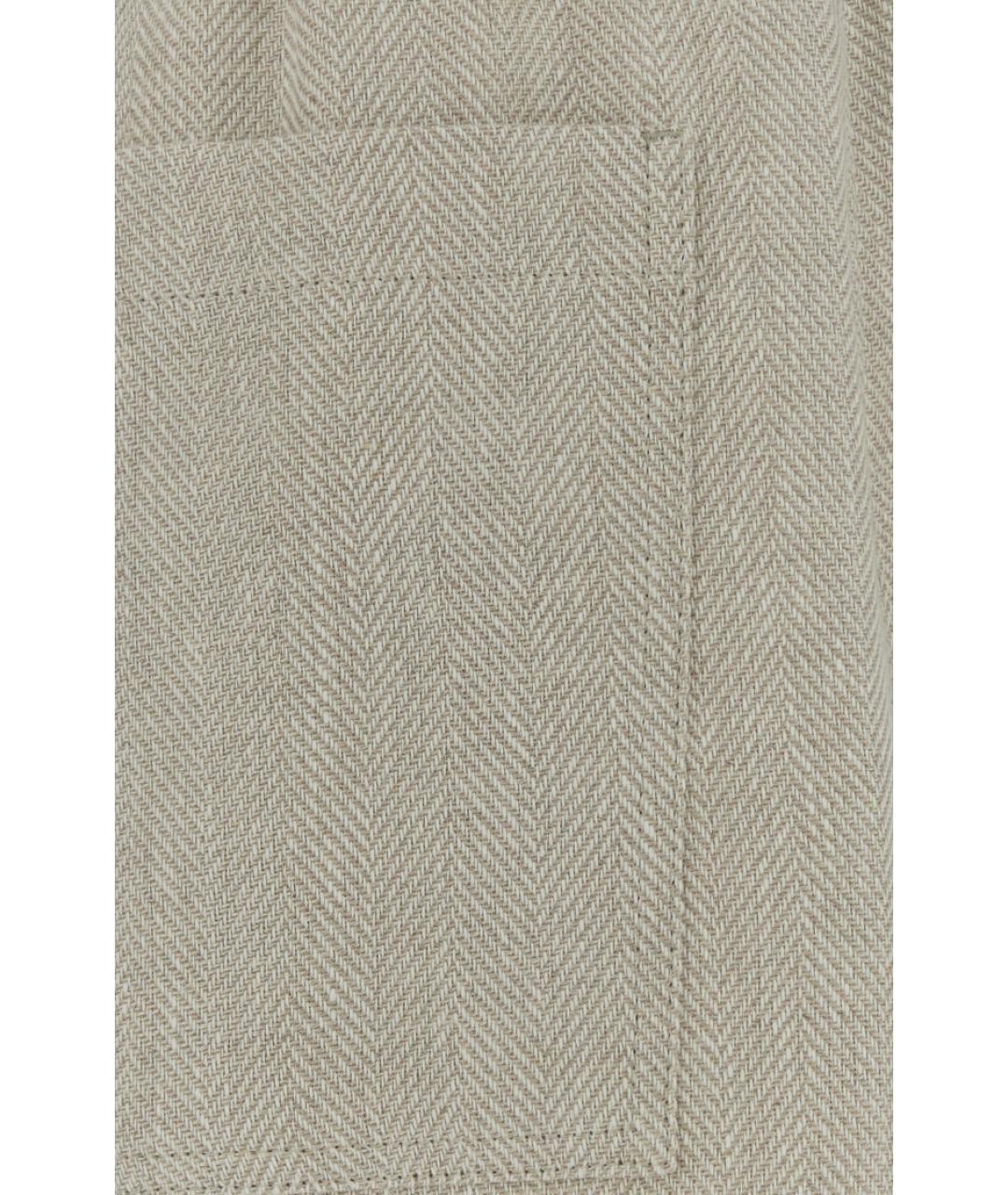 BRUNELLO CUCINELLI Бежевые льняные прямые брюки, фото 3