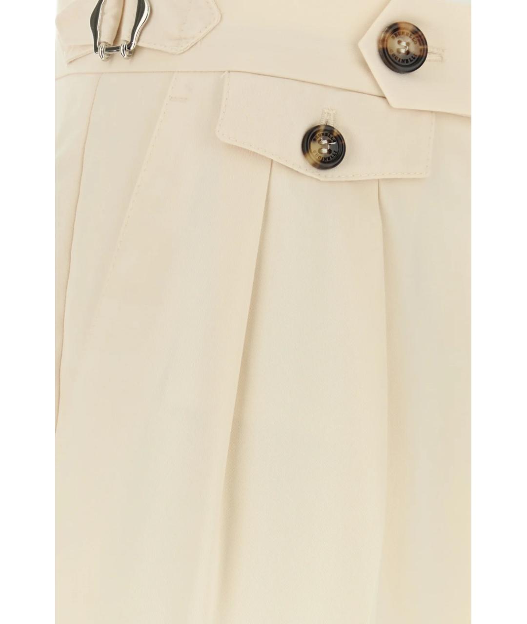 BRUNELLO CUCINELLI Бежевые хлопковые повседневные брюки, фото 3