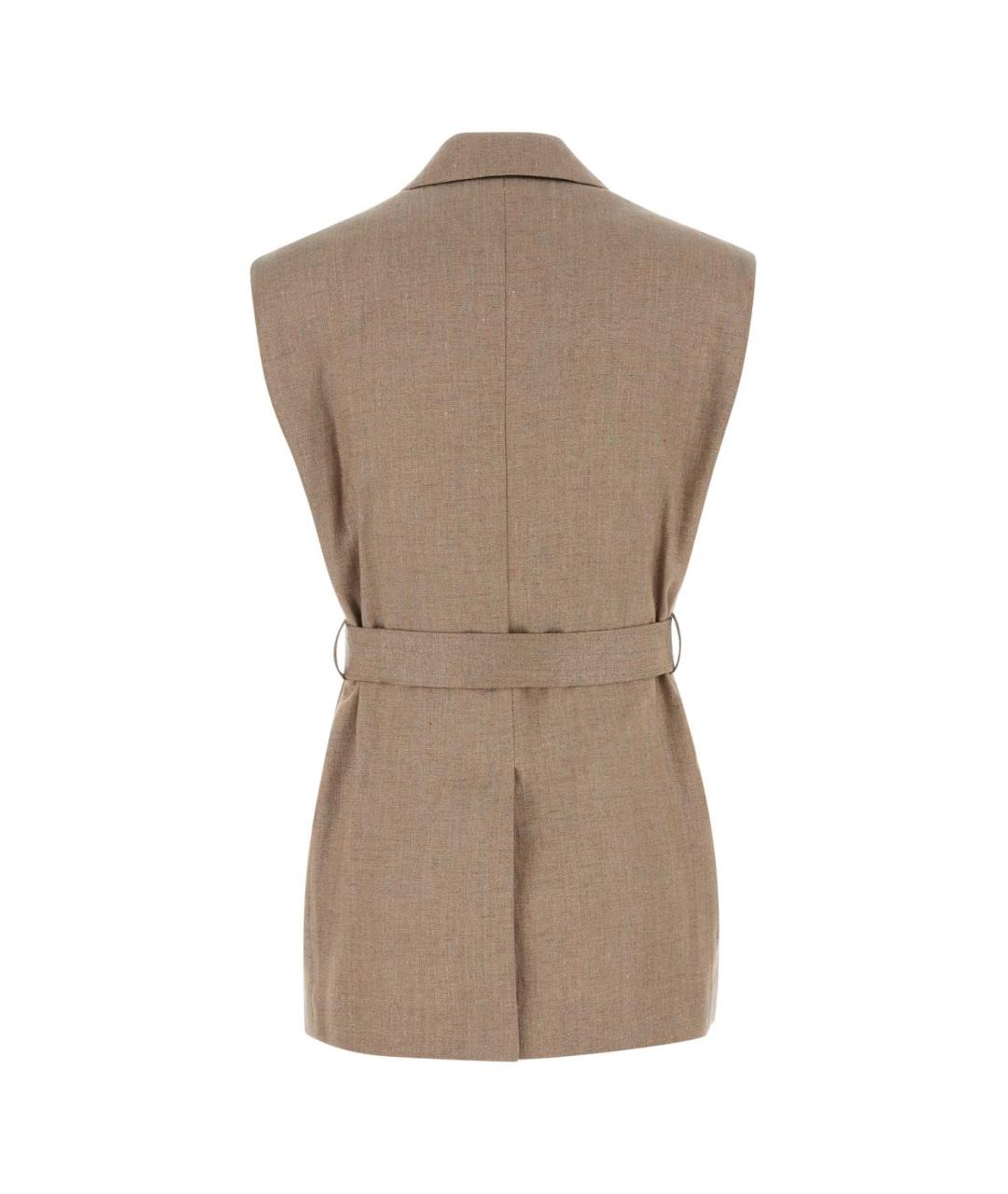 BRUNELLO CUCINELLI Бежевый льняной жилет, фото 2