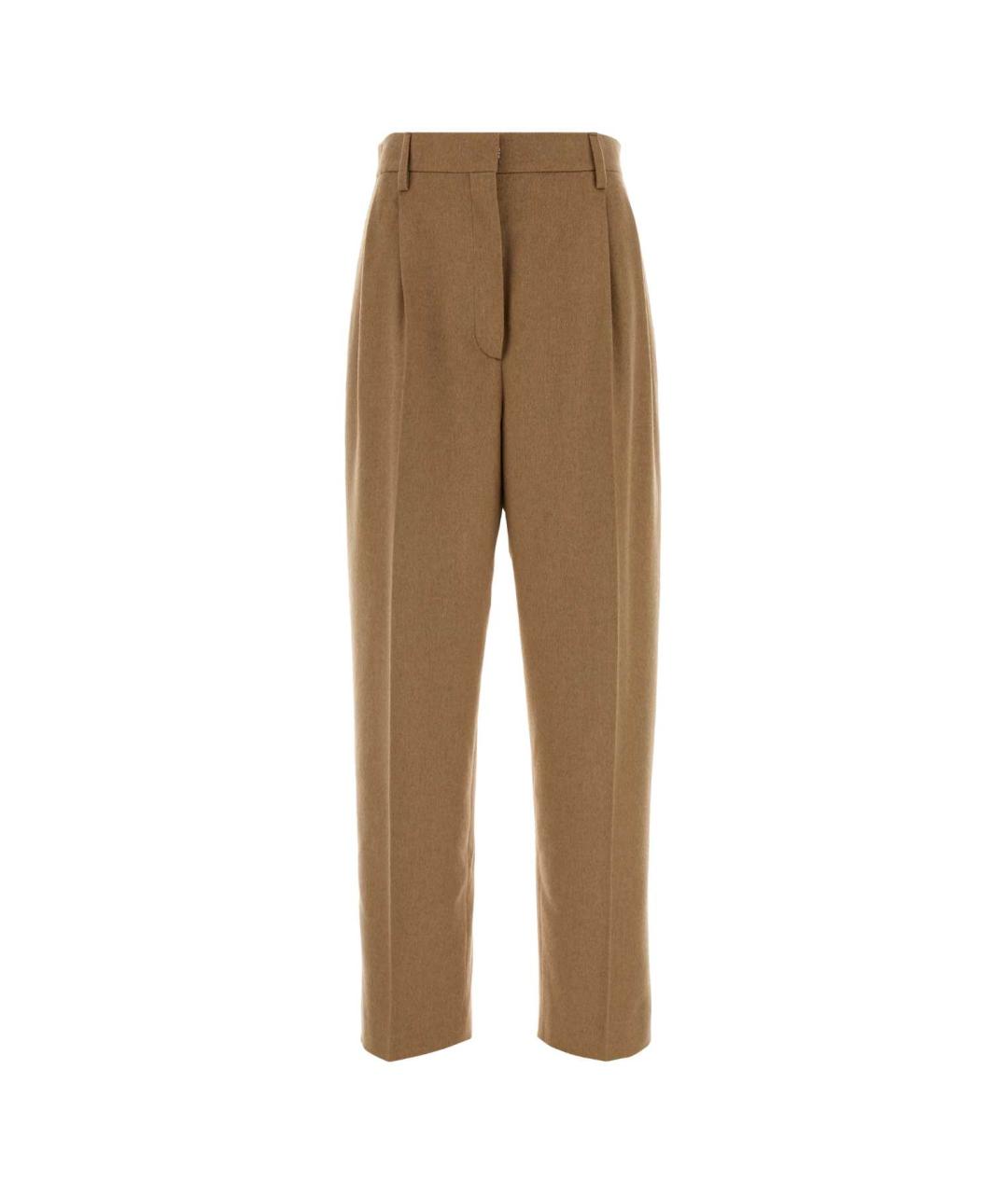 PRADA Бежевые шерстяные прямые брюки, фото 1