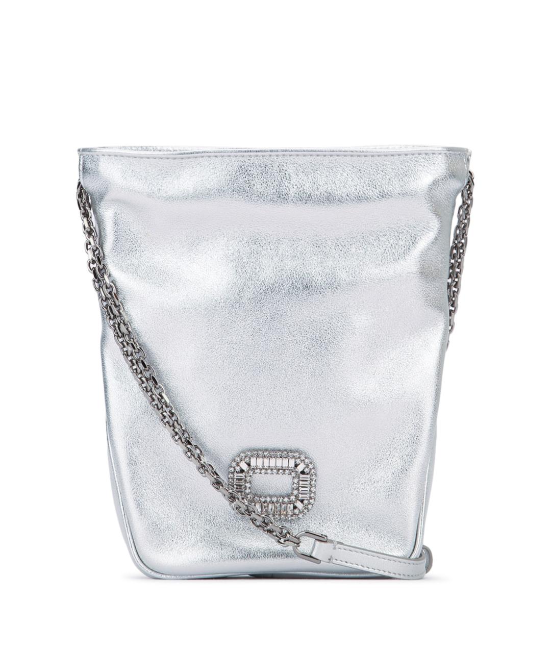 ROGER VIVIER Серебряная кожаная сумка тоут, фото 1