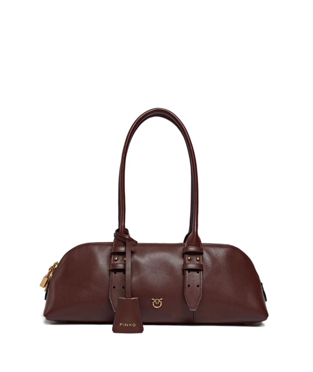 PINKO Бордовая кожаная сумка через плечо, фото 1