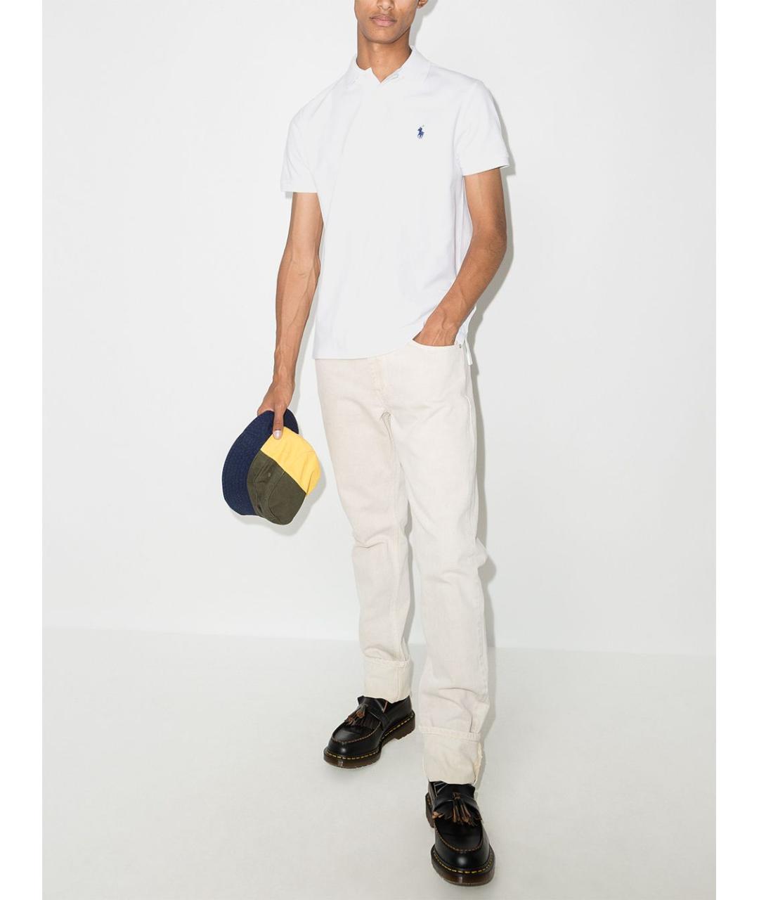 POLO RALPH LAUREN Белое хлопковое поло с коротким рукавом, фото 4