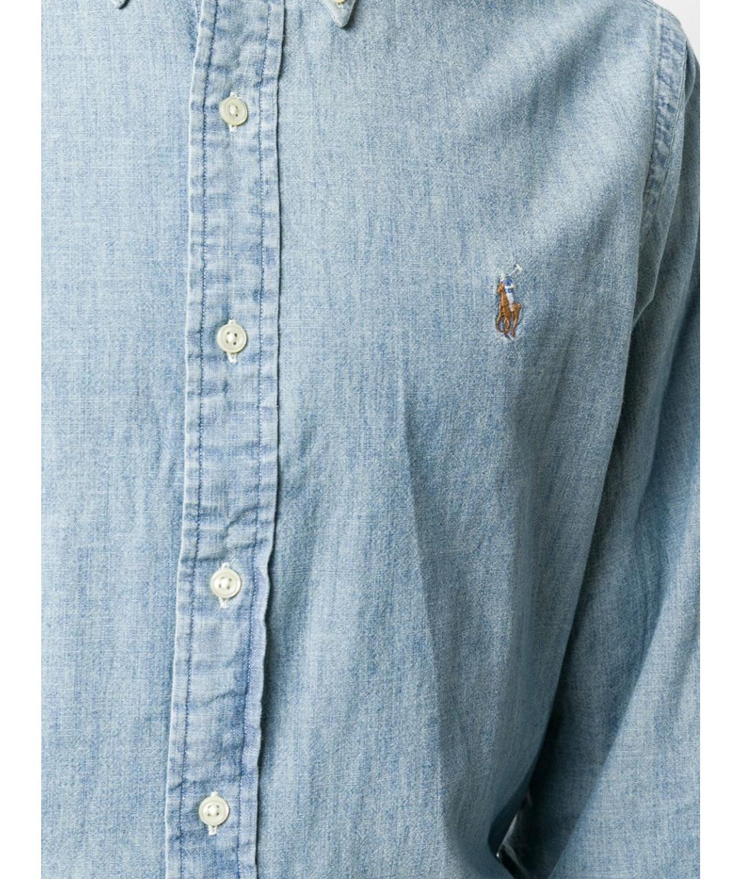 POLO RALPH LAUREN Голубая хлопковая классическая рубашка, фото 2