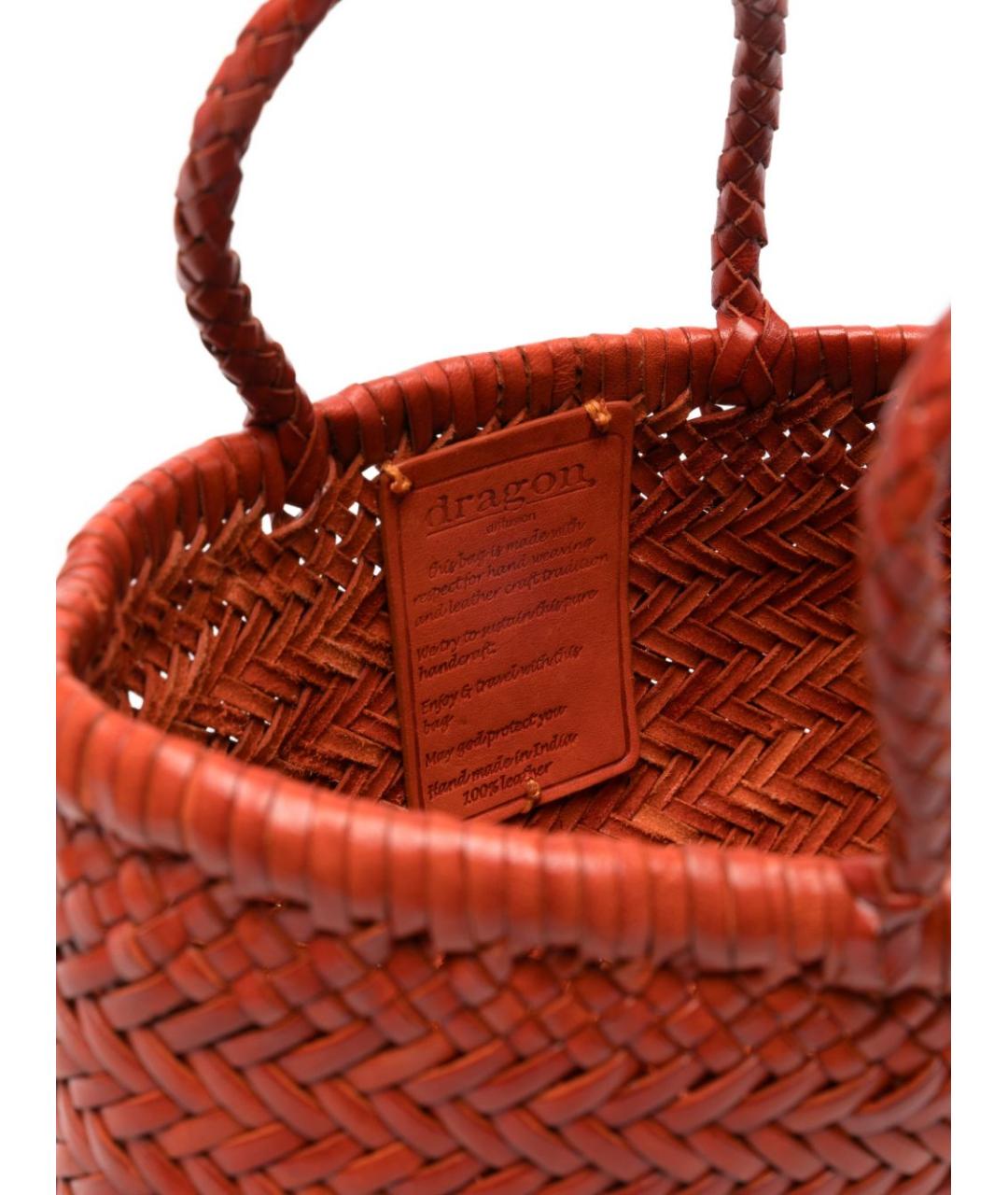 Dragon Diffusion Оранжевая кожаная сумка тоут, фото 4