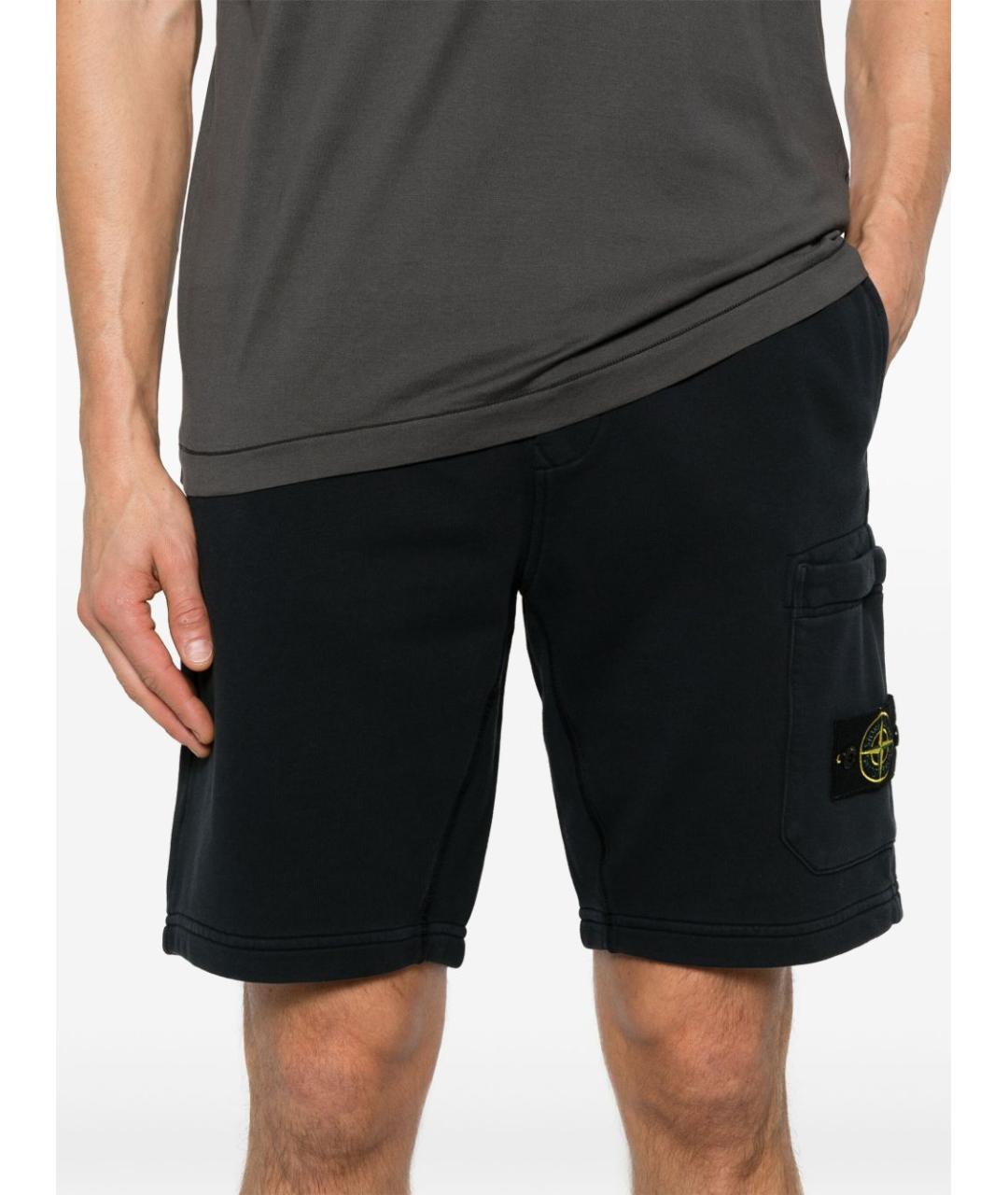 STONE ISLAND Темно-синие хлопковые шорты, фото 3