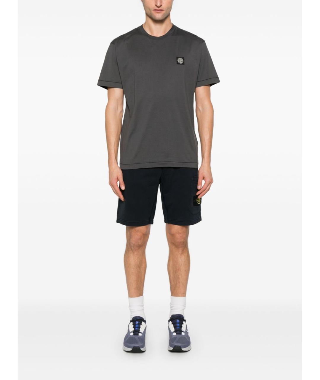 STONE ISLAND Темно-синие хлопковые шорты, фото 4