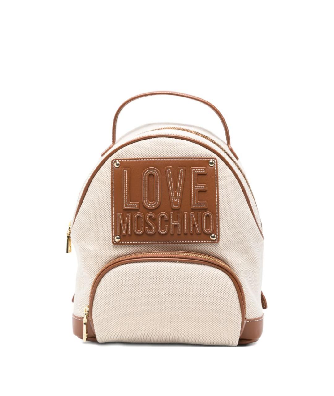 LOVE MOSCHINO Бежевый тканевый рюкзак, фото 1