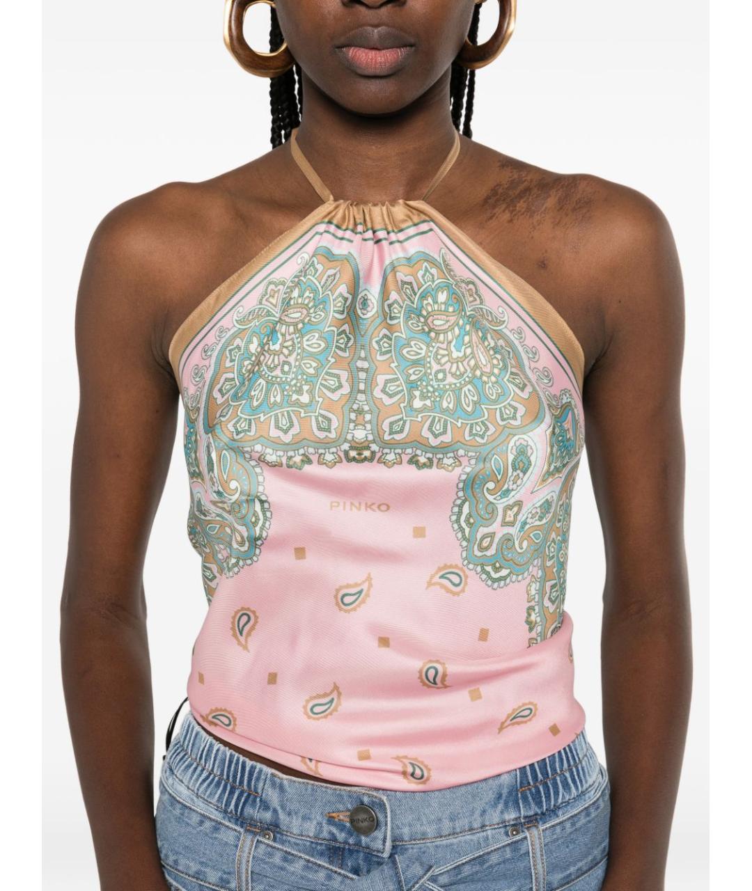 PINKO Розовая вискозная майка, фото 5