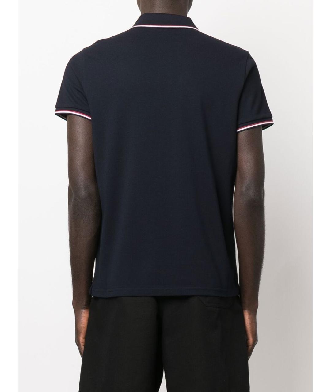 MONCLER Синее хлопковое поло с коротким рукавом, фото 3