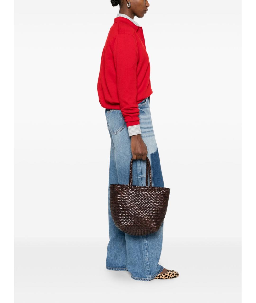 Dragon Diffusion Коричневая кожаная сумка тоут, фото 2