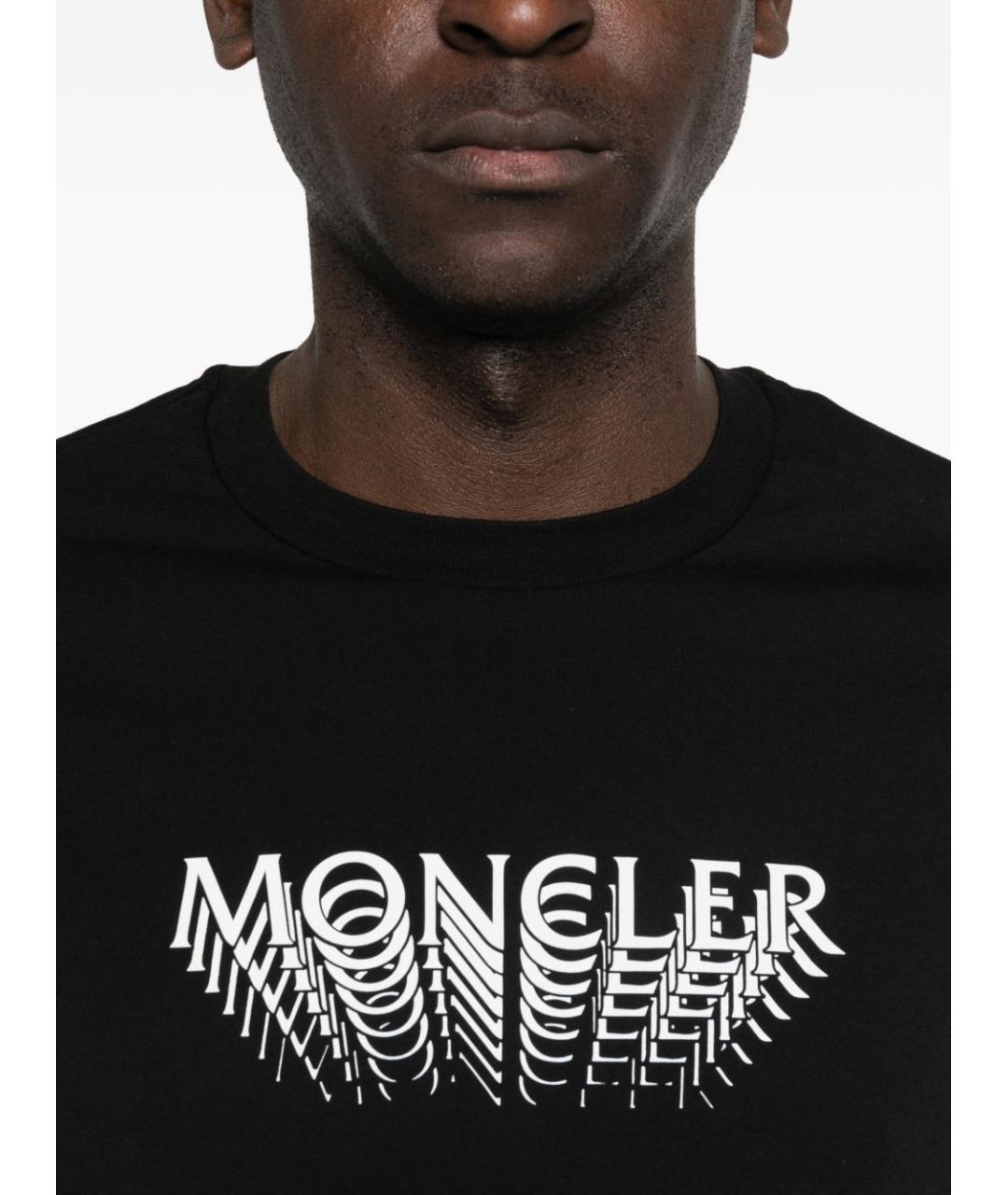 MONCLER Черная хлопковая футболка, фото 5