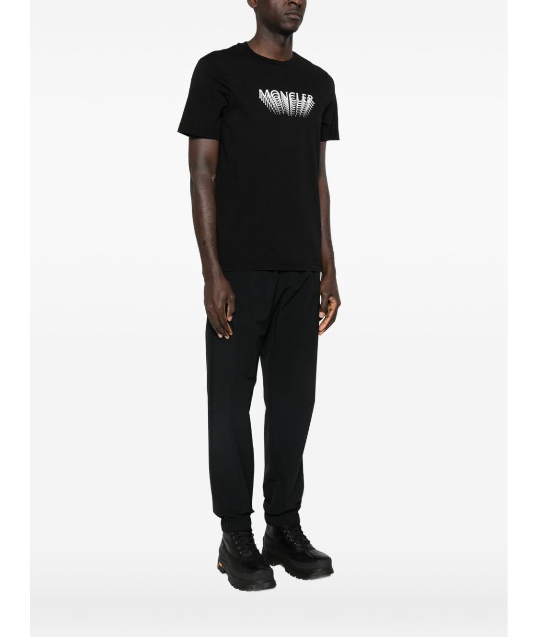 MONCLER Черная хлопковая футболка, фото 4