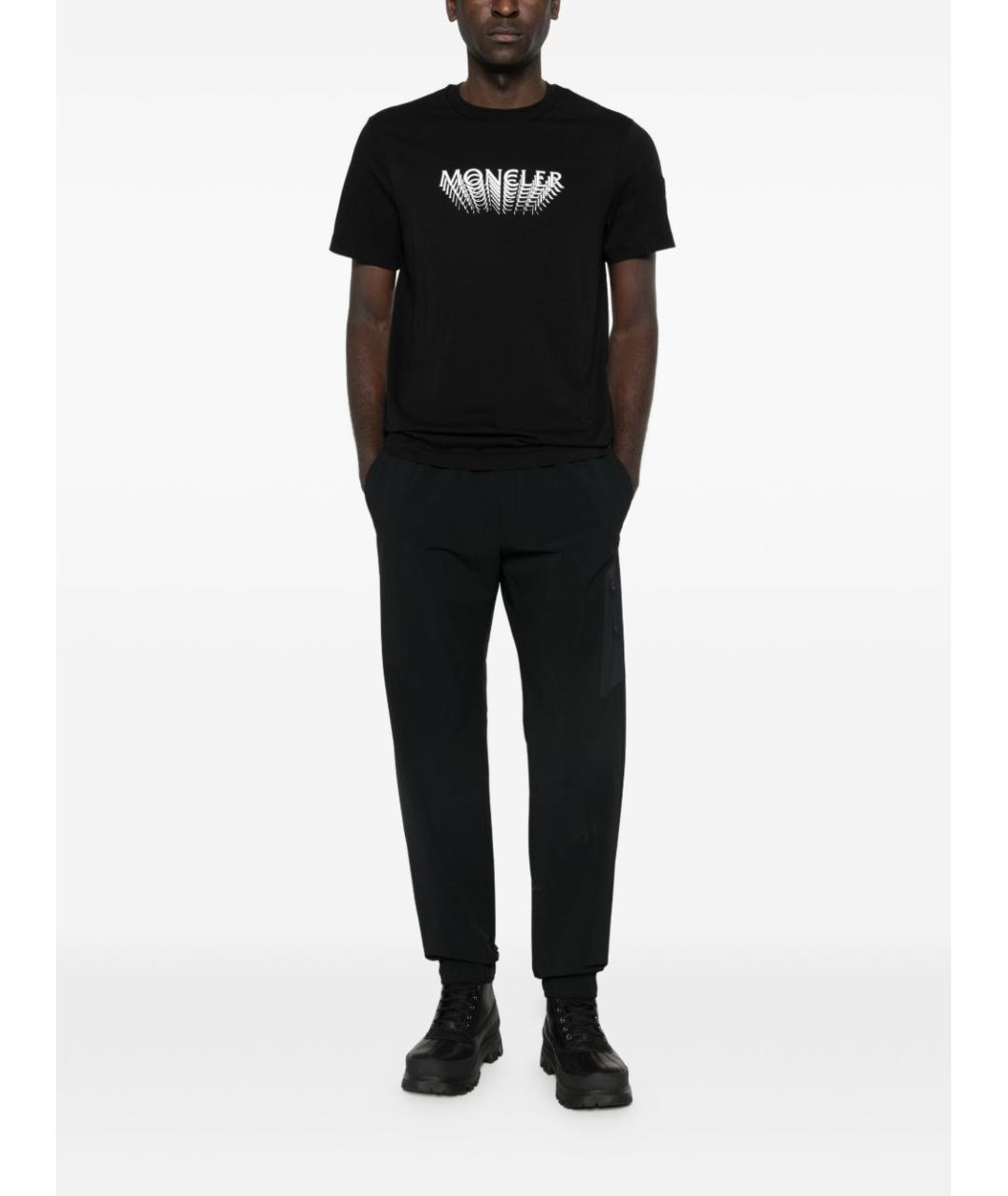 MONCLER Черная хлопковая футболка, фото 2
