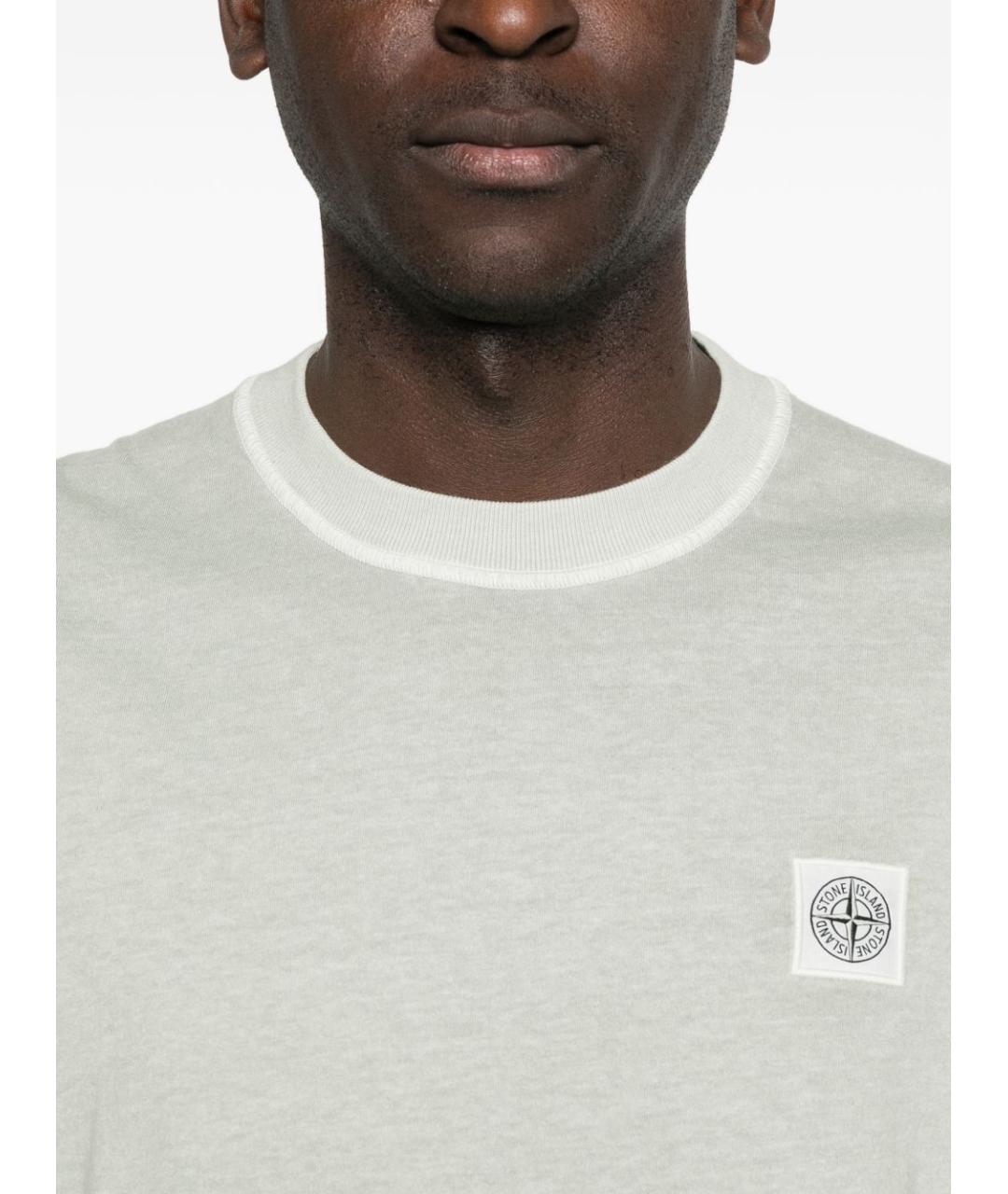 STONE ISLAND Зеленая хлопковая футболка, фото 3