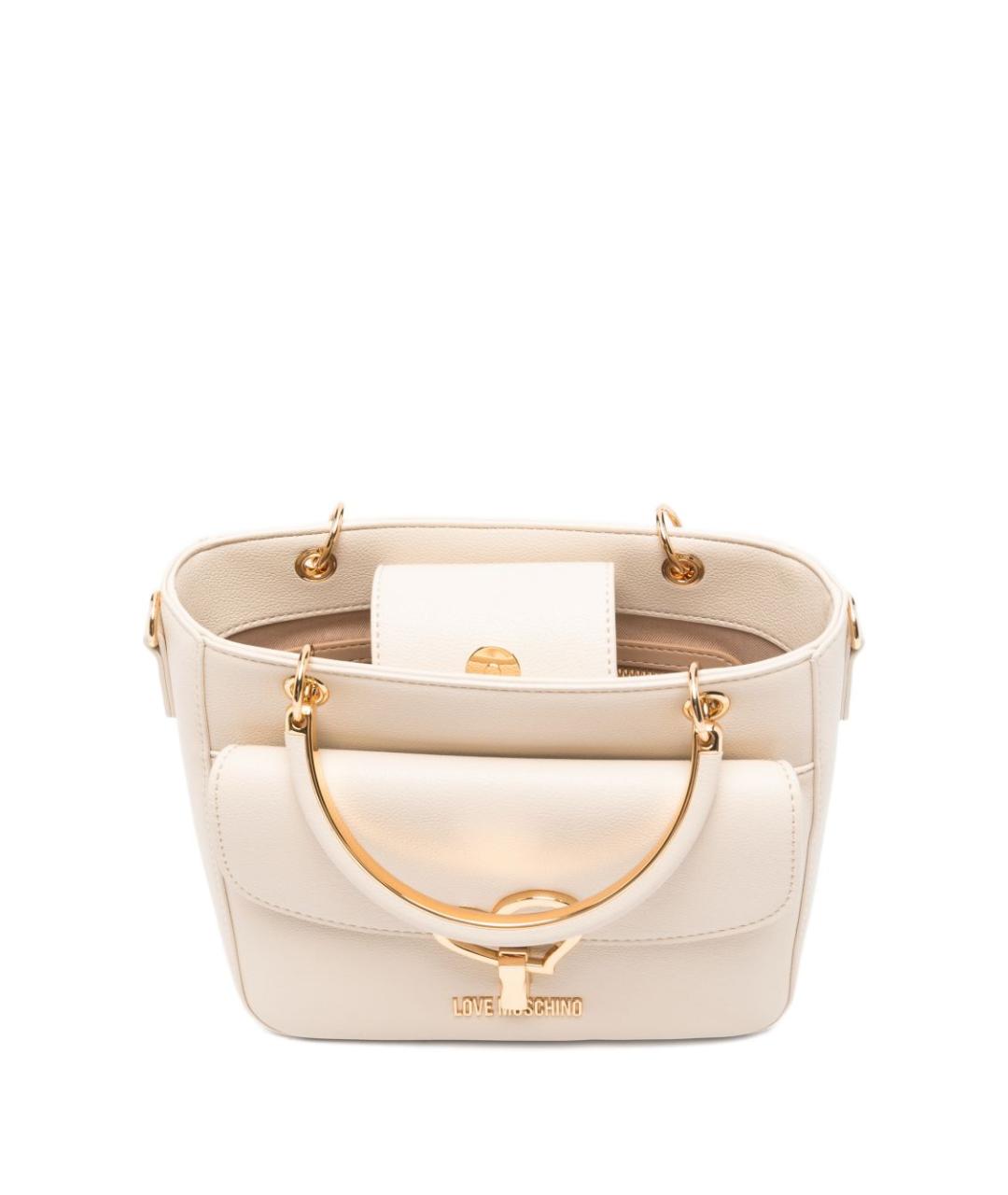 LOVE MOSCHINO Бежевая сумка тоут из искусственной кожи, фото 2