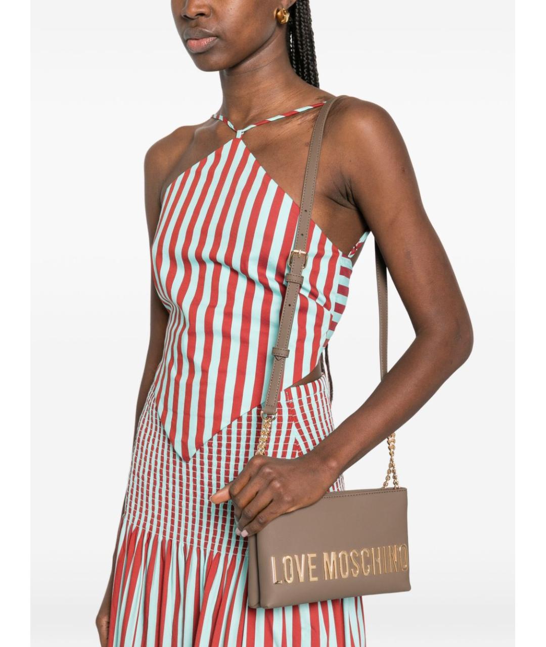 LOVE MOSCHINO Коричневая сумка через плечо из искусственной кожи, фото 5