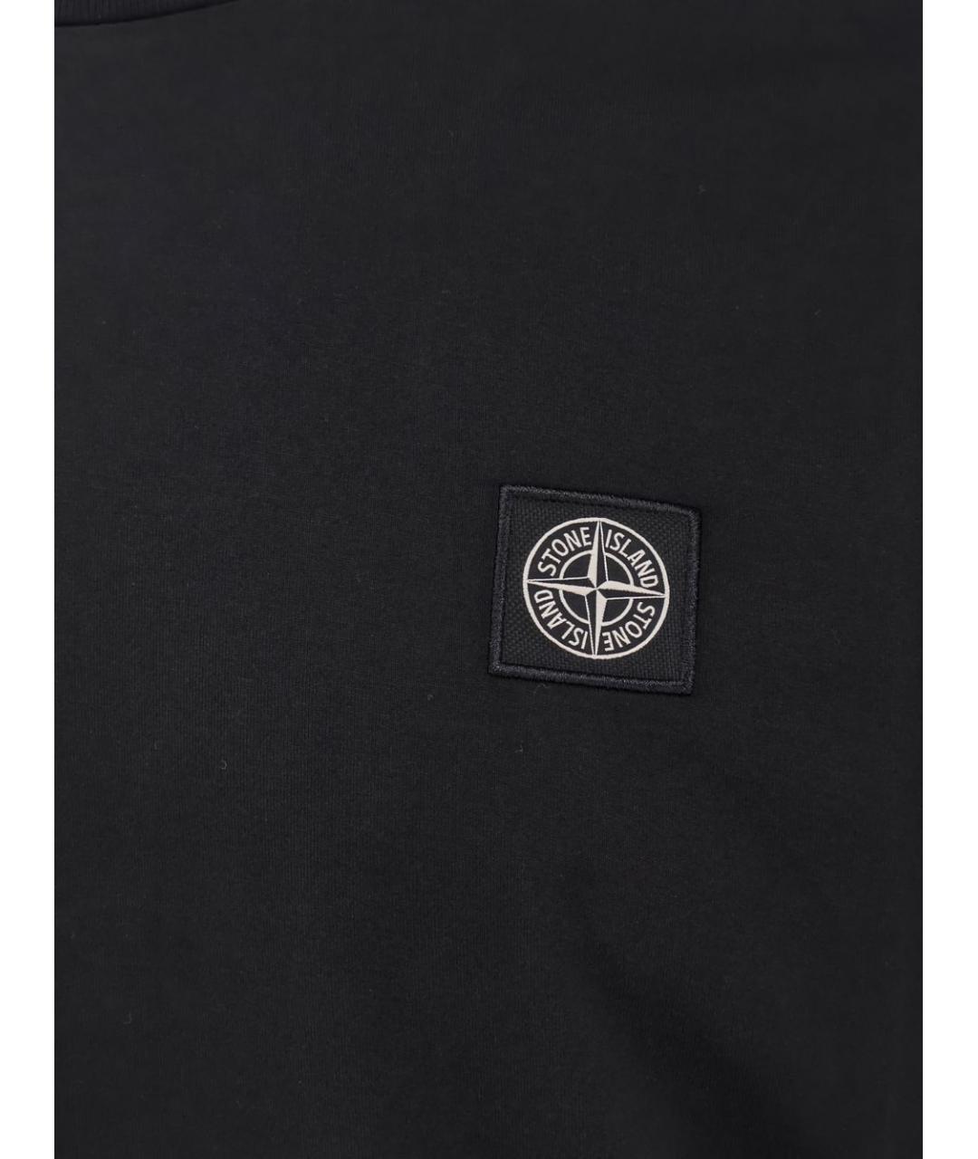 STONE ISLAND Черная хлопковая футболка, фото 2