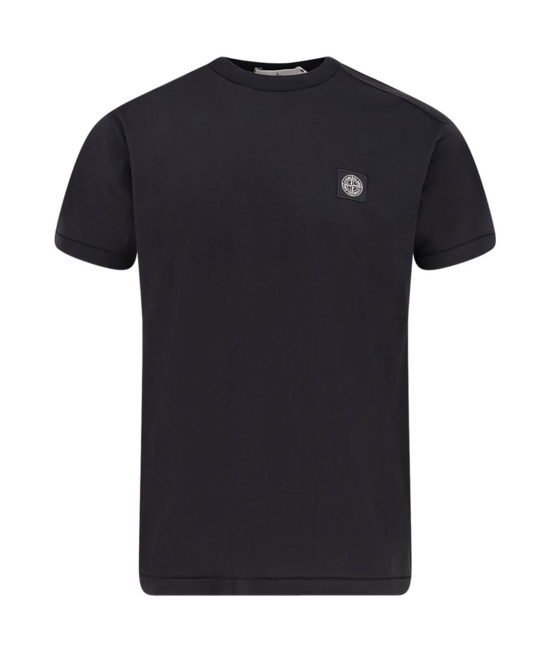 STONE ISLAND Черная хлопковая футболка, фото 1