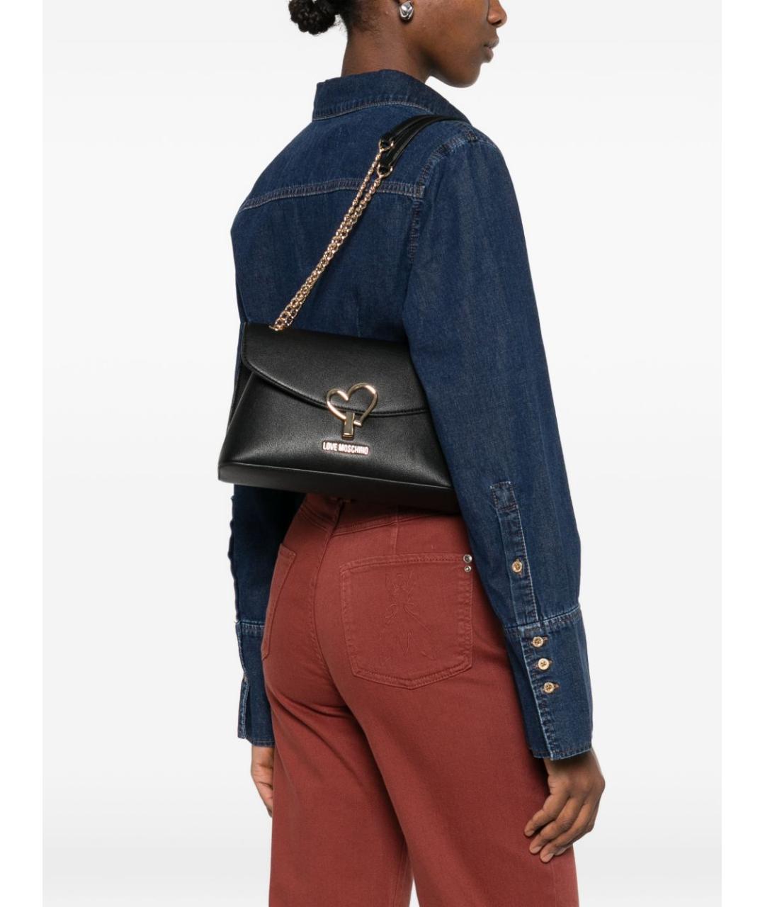 LOVE MOSCHINO Черная сумка через плечо из искусственной кожи, фото 2