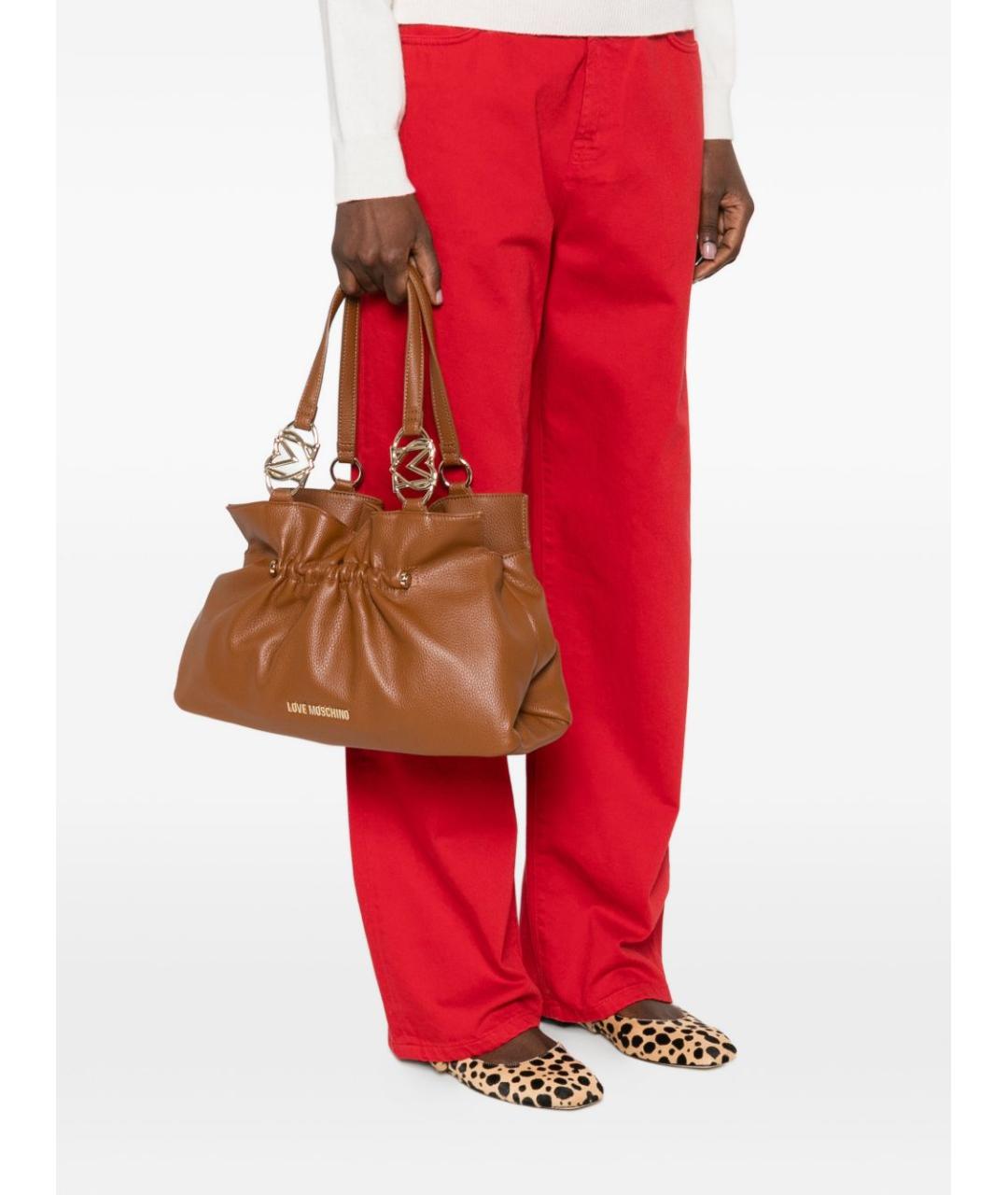 LOVE MOSCHINO Коричневая сумка тоут из искусственной кожи, фото 3