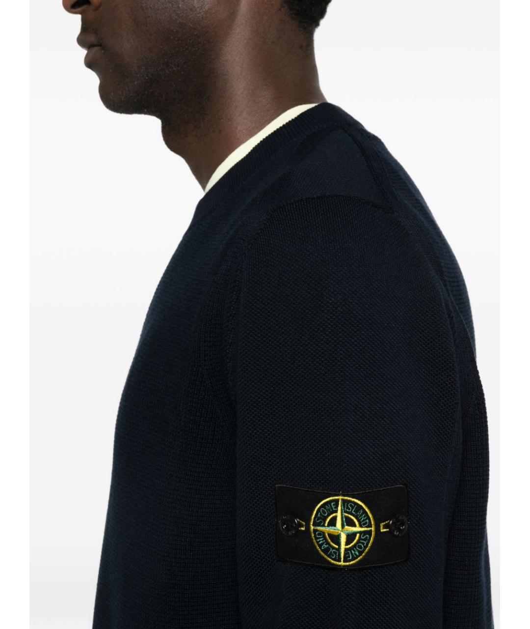STONE ISLAND Синий хлопковый джемпер / свитер, фото 3