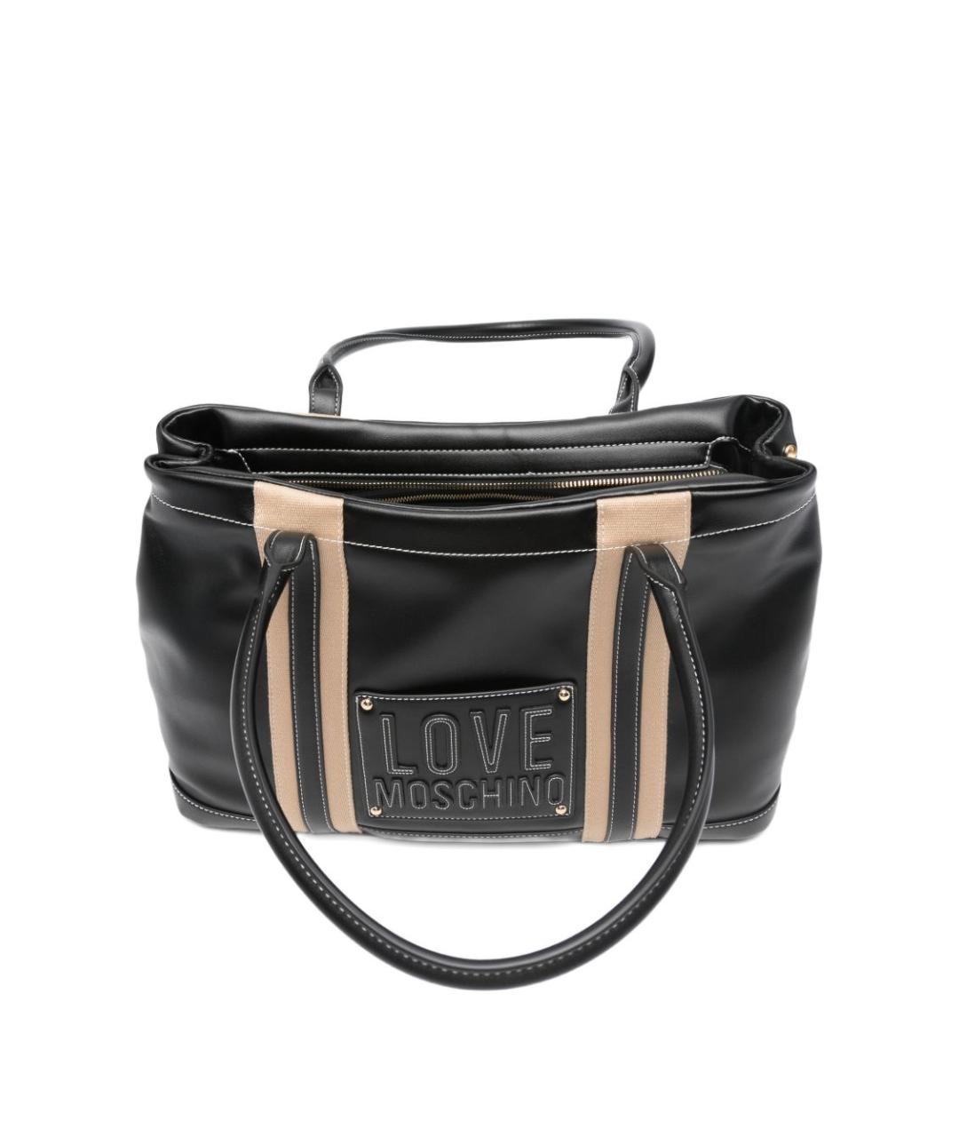 LOVE MOSCHINO Черная сумка тоут из искусственной кожи, фото 3