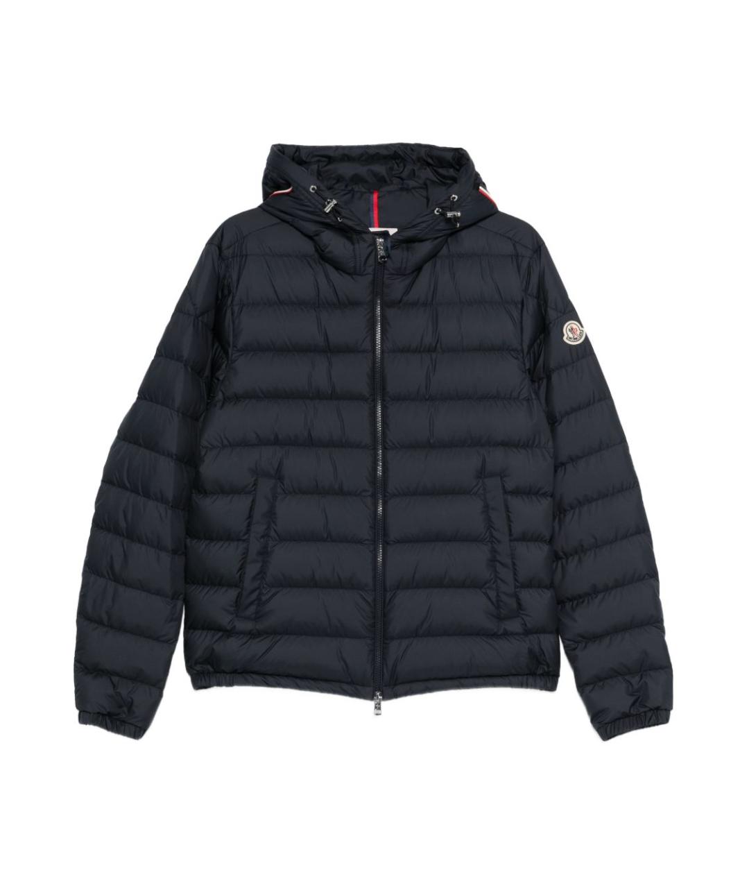 MONCLER Темно-синий полиэстеровый пуховик, фото 1