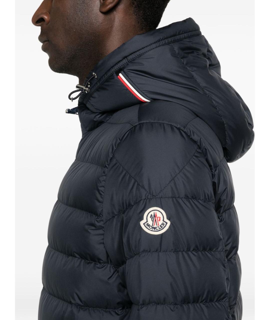 MONCLER Темно-синий полиэстеровый пуховик, фото 3