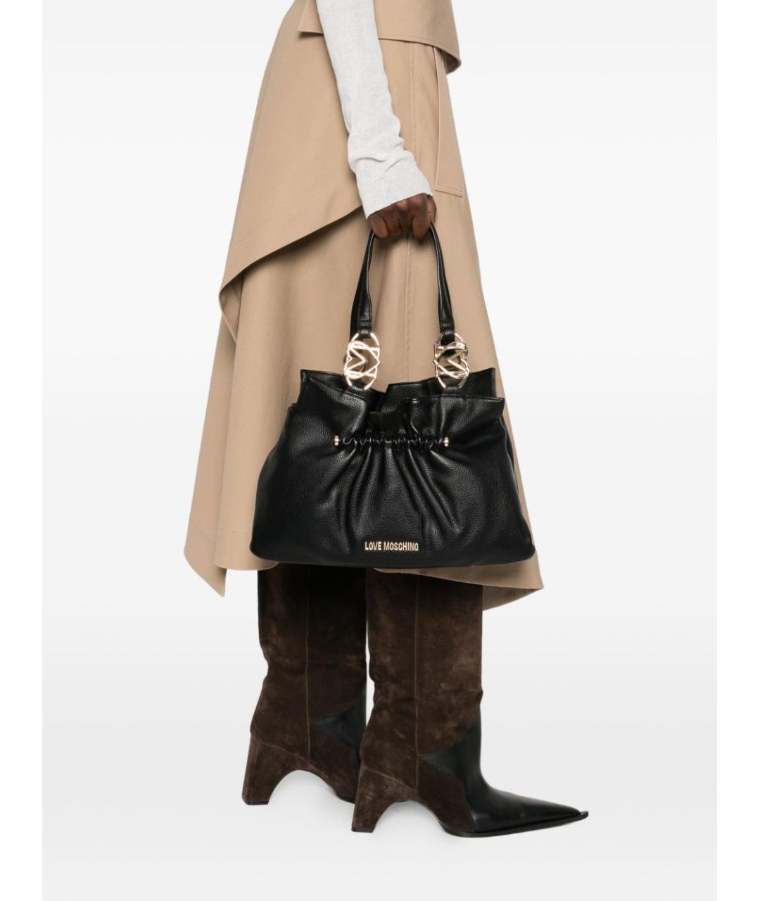 LOVE MOSCHINO Черная сумка тоут из искусственной кожи, фото 2