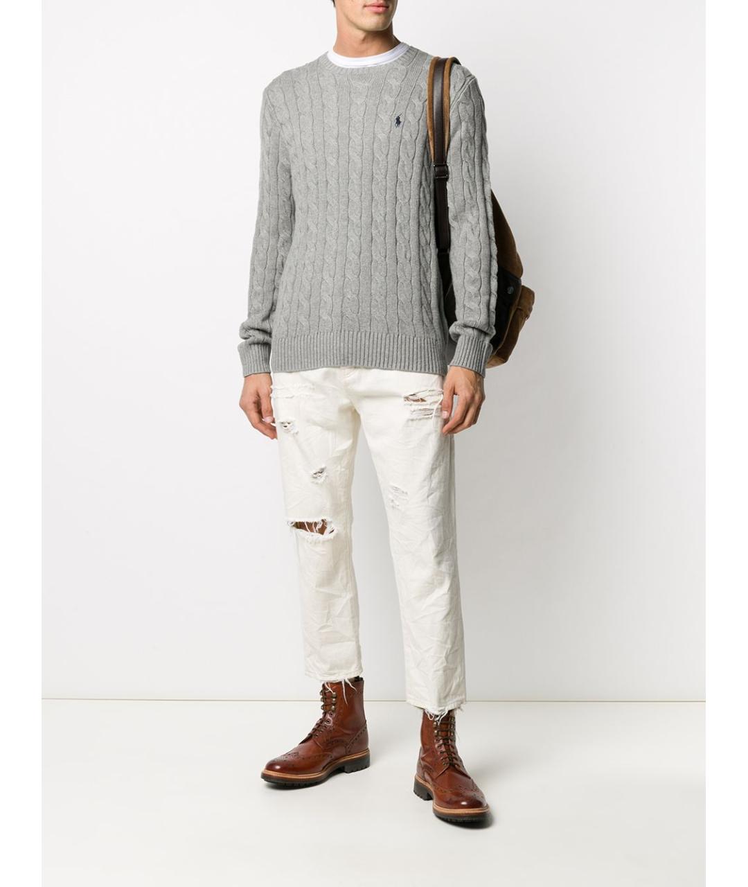 POLO RALPH LAUREN Серый хлопковый джемпер / свитер, фото 5