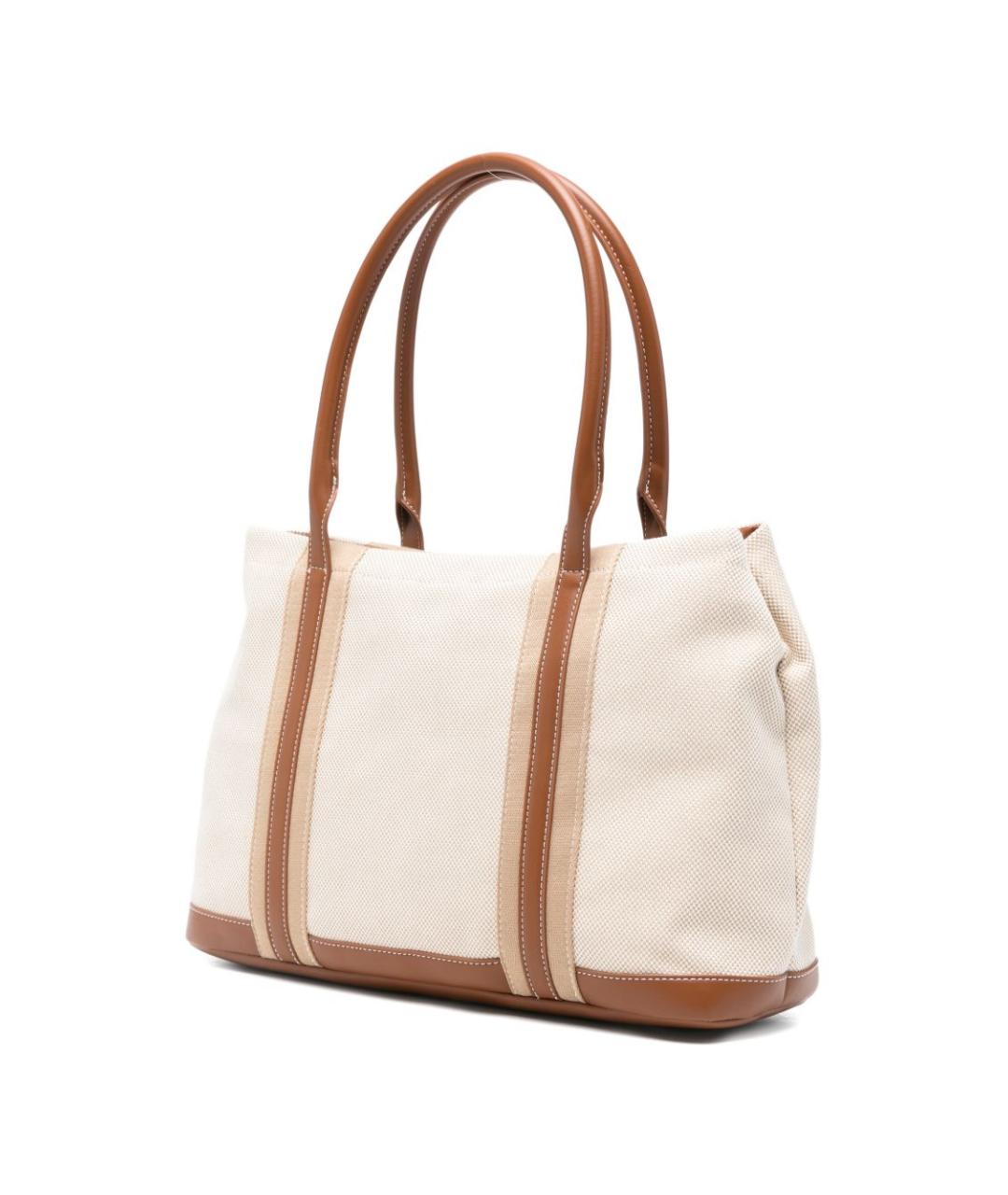 LOVE MOSCHINO Бежевая хлопковая сумка тоут, фото 3