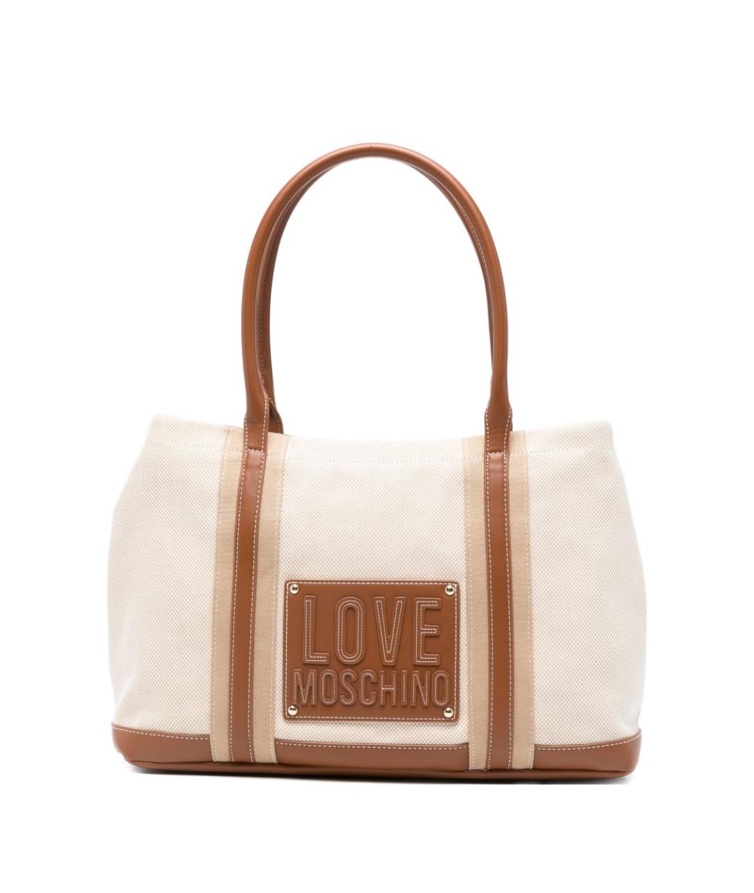 LOVE MOSCHINO Бежевая хлопковая сумка тоут, фото 1