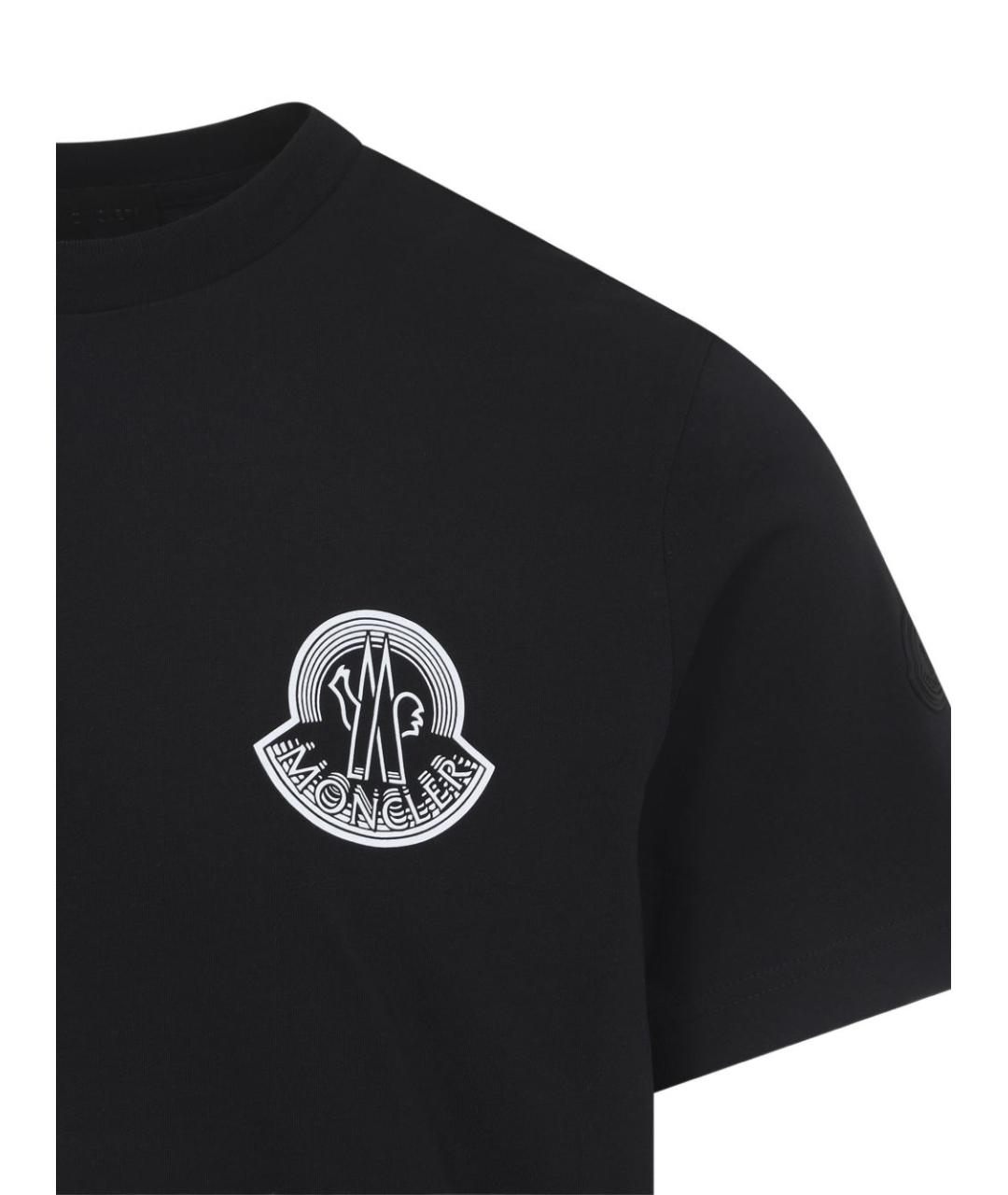 MONCLER Черная хлопковая футболка, фото 3