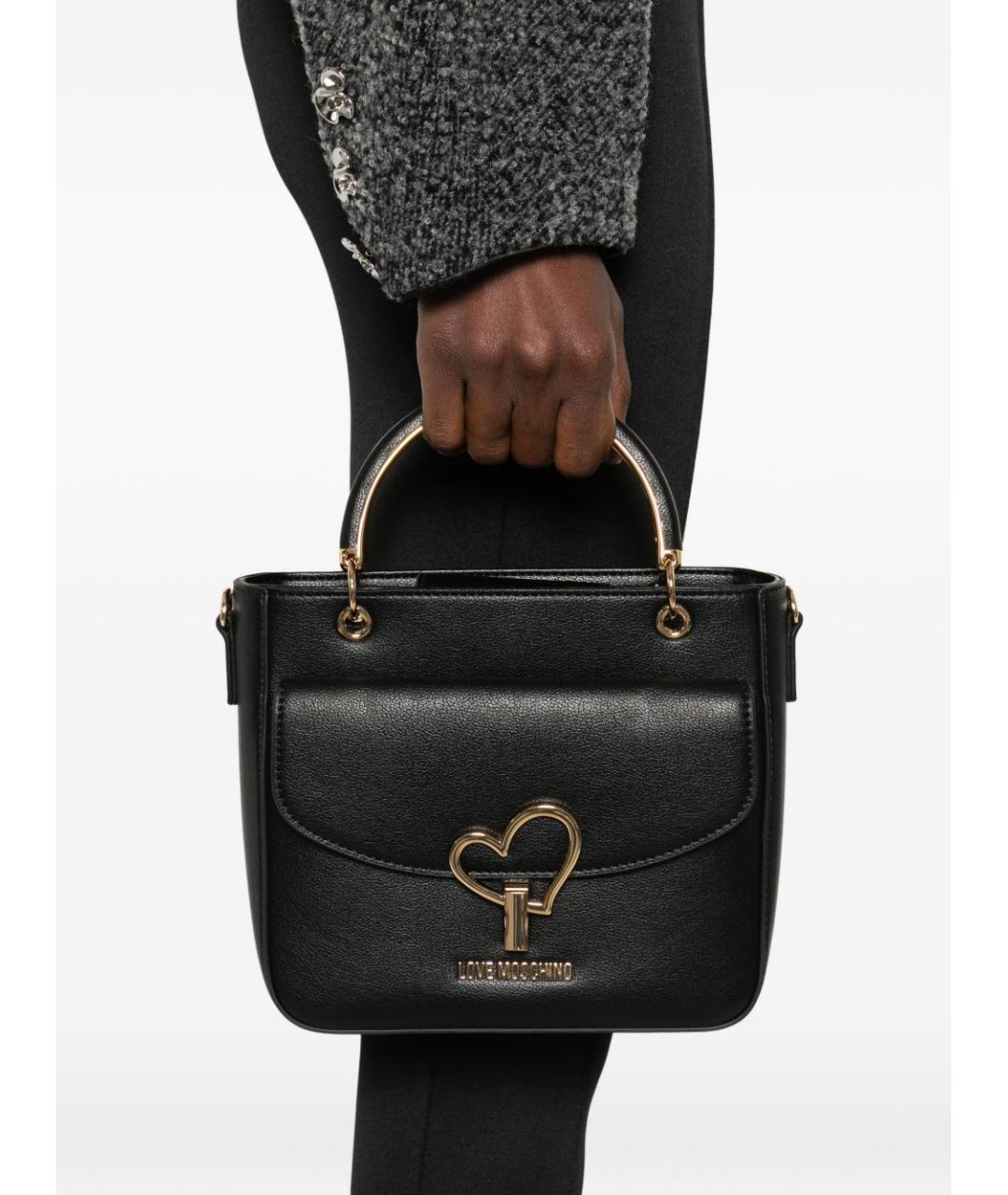 LOVE MOSCHINO Черная сумка с короткими ручками из искусственной кожи, фото 2