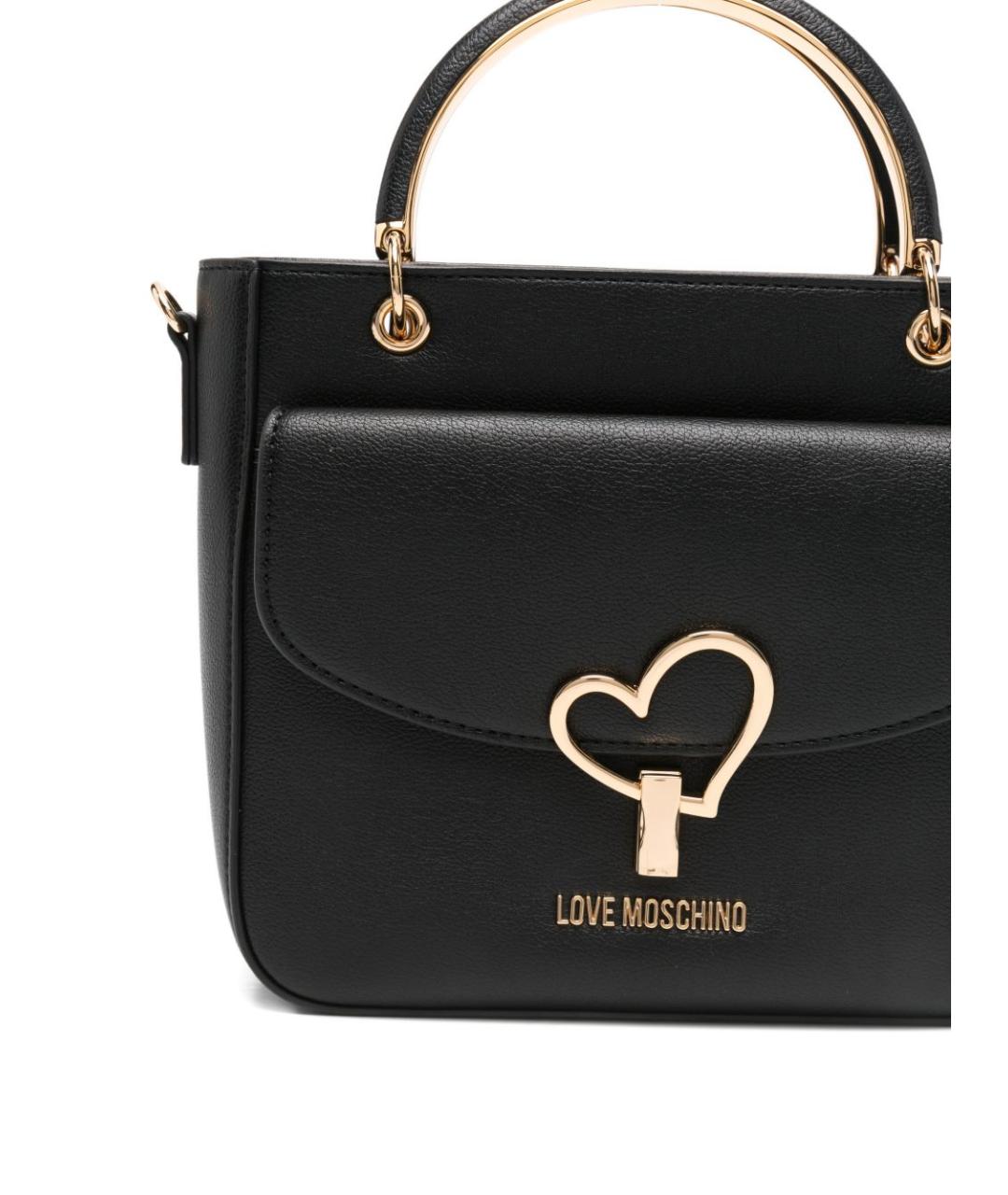 LOVE MOSCHINO Черная сумка с короткими ручками из искусственной кожи, фото 5