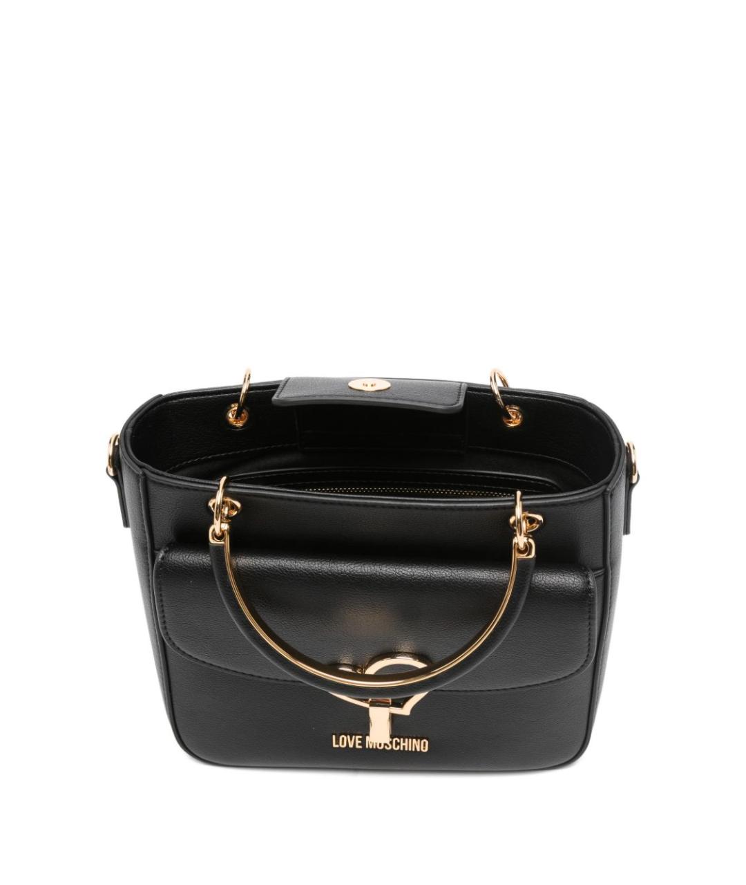 LOVE MOSCHINO Черная сумка с короткими ручками из искусственной кожи, фото 4