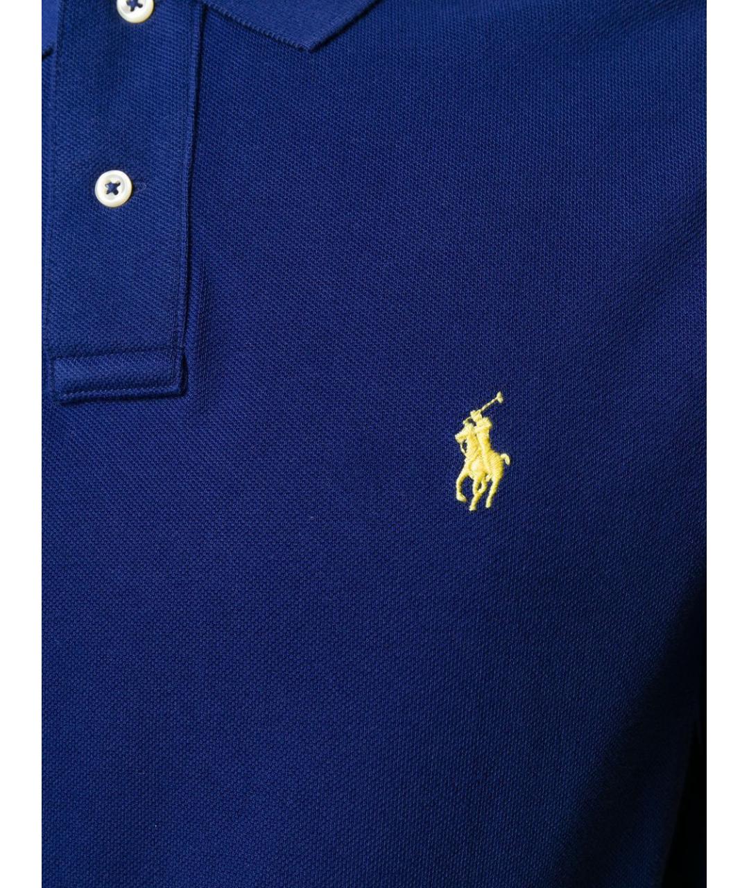 POLO RALPH LAUREN Синее хлопковое поло с коротким рукавом, фото 4